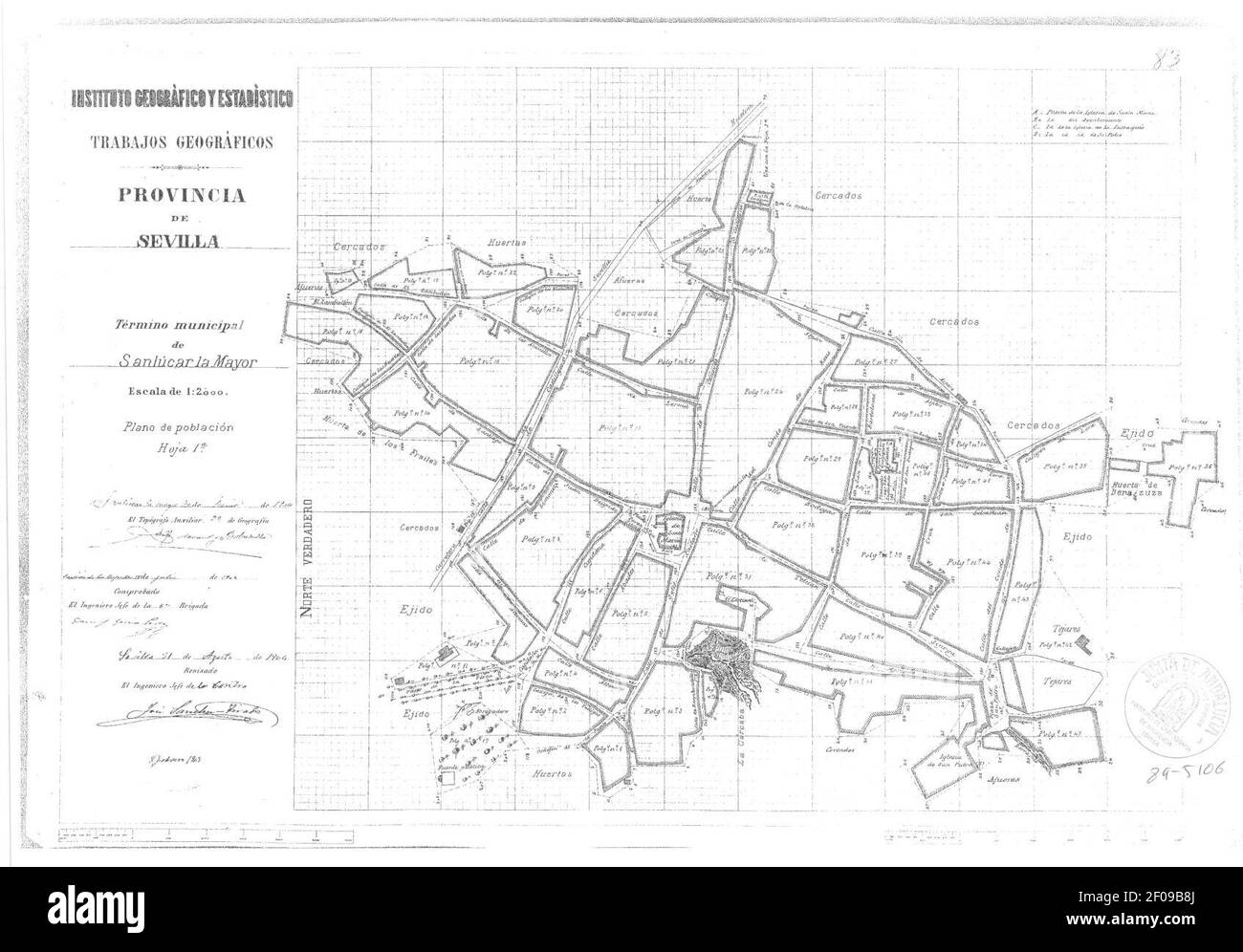 Plano de Sanlucar la Mayor. 1904 Stock Photo Alamy