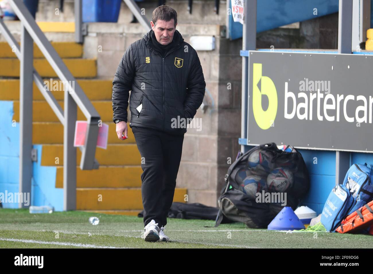 BARROW IN FURNESS. MARCH 6TH Mansfield Town manager Nigel Clough during the Sky Bet League 2 match between Barrow and Mansfield Town at the Holker Street, Barrow-in-Furness on Saturday 6th March 2021. (Credit: Mark Fletcher | MI News) Credit: MI News & Sport /Alamy Live News Stock Photo