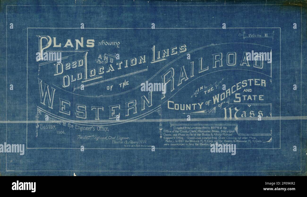 Plans showing deed and old location lines of the Western Railroad in
