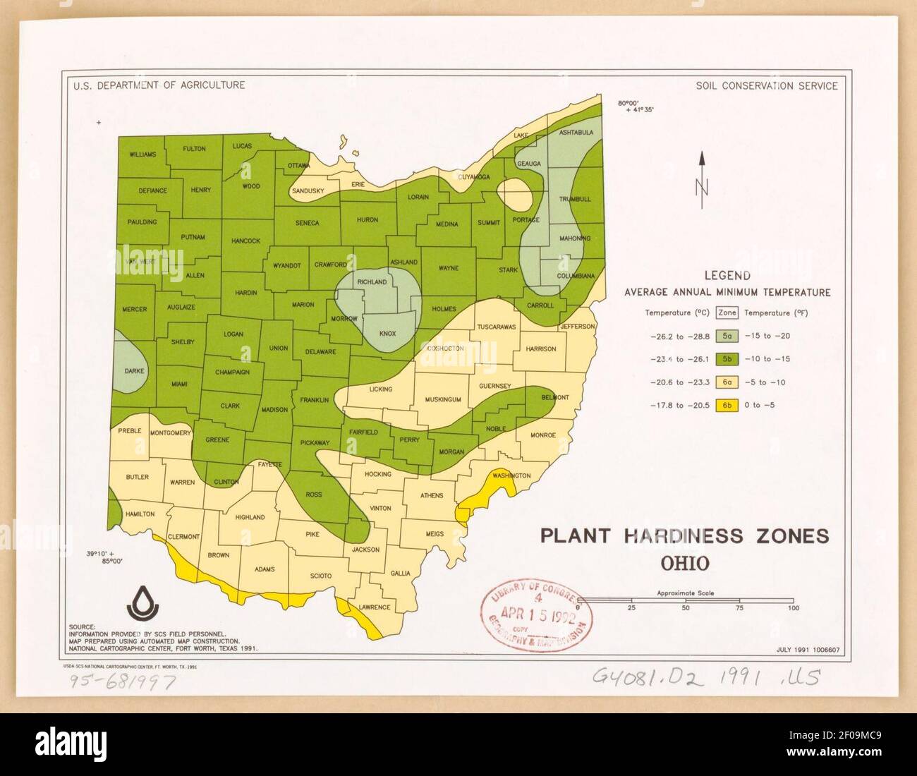 Plant hardiness zones, Ohio Stock Photo Alamy