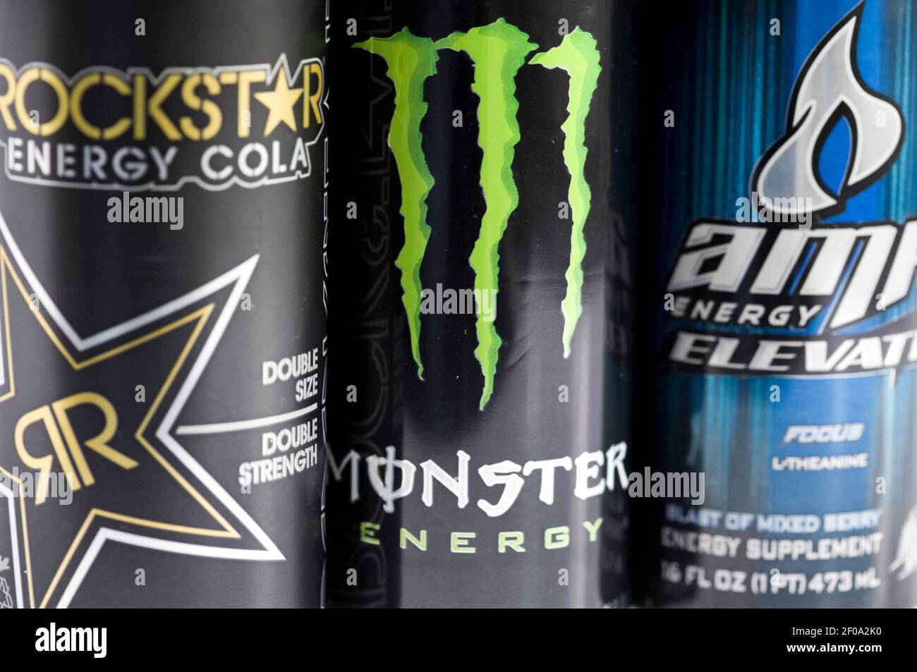 FILE- Washington, D.C. - A mix of RockStar, Monster, AMP and Red Bull  energy drinks. The Food and Drug Administration recently released reports  of five people that may have died after drinking