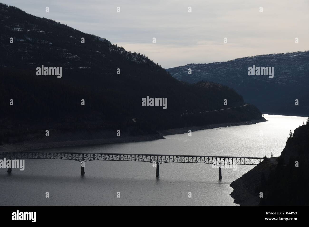 Lake Koocanusa and Koocanusa bridge, longest and tallest bridge in