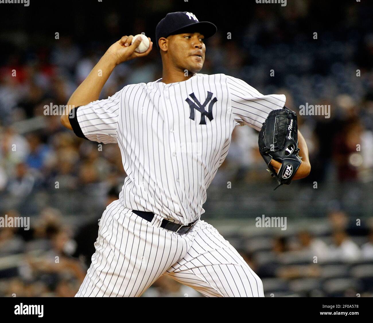 New York Yankees pitcher Ivan Nova works agaisnt the Boston Red Sox