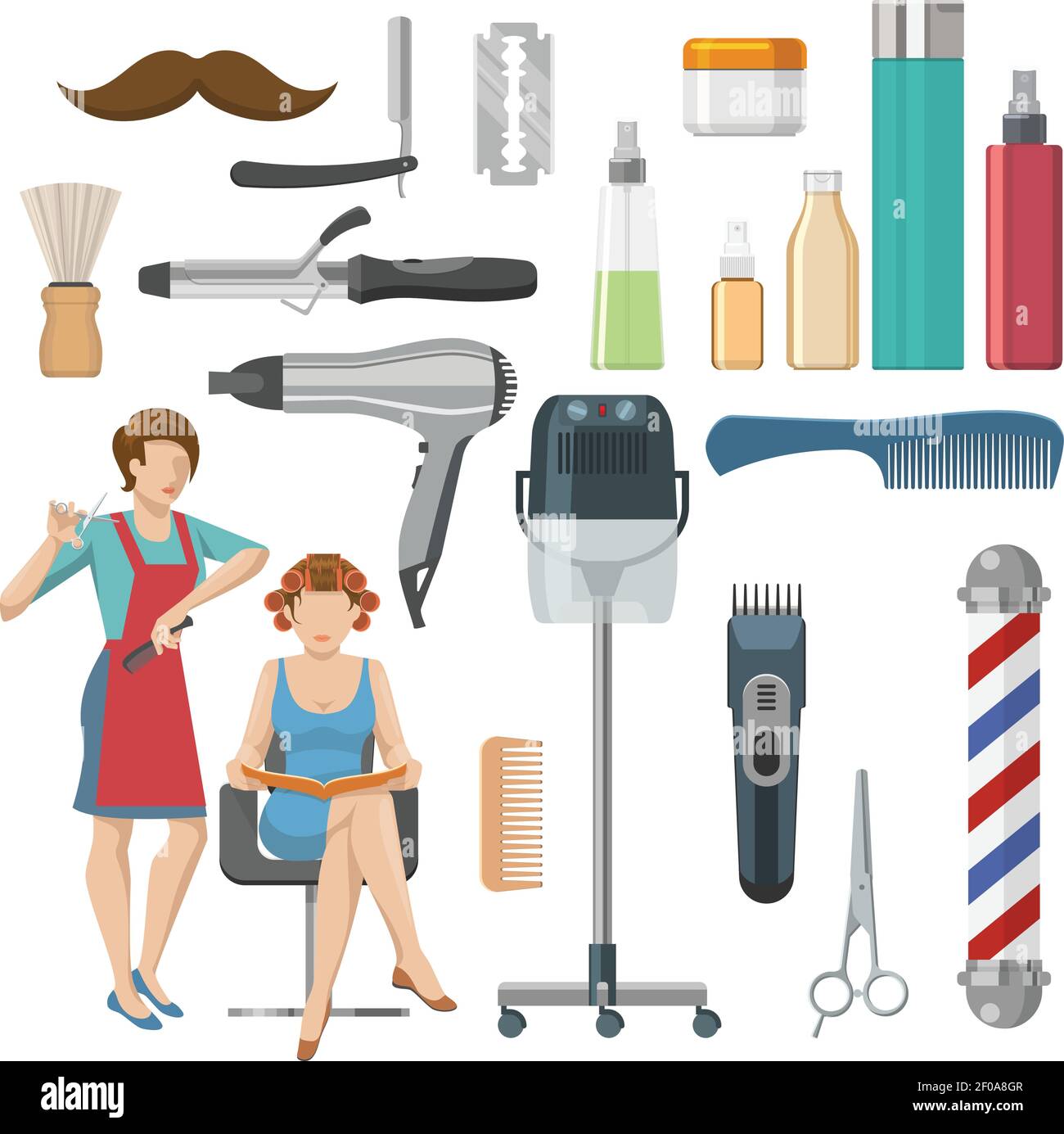 Hair rollers salon woman Stock Vector Images - Alamy