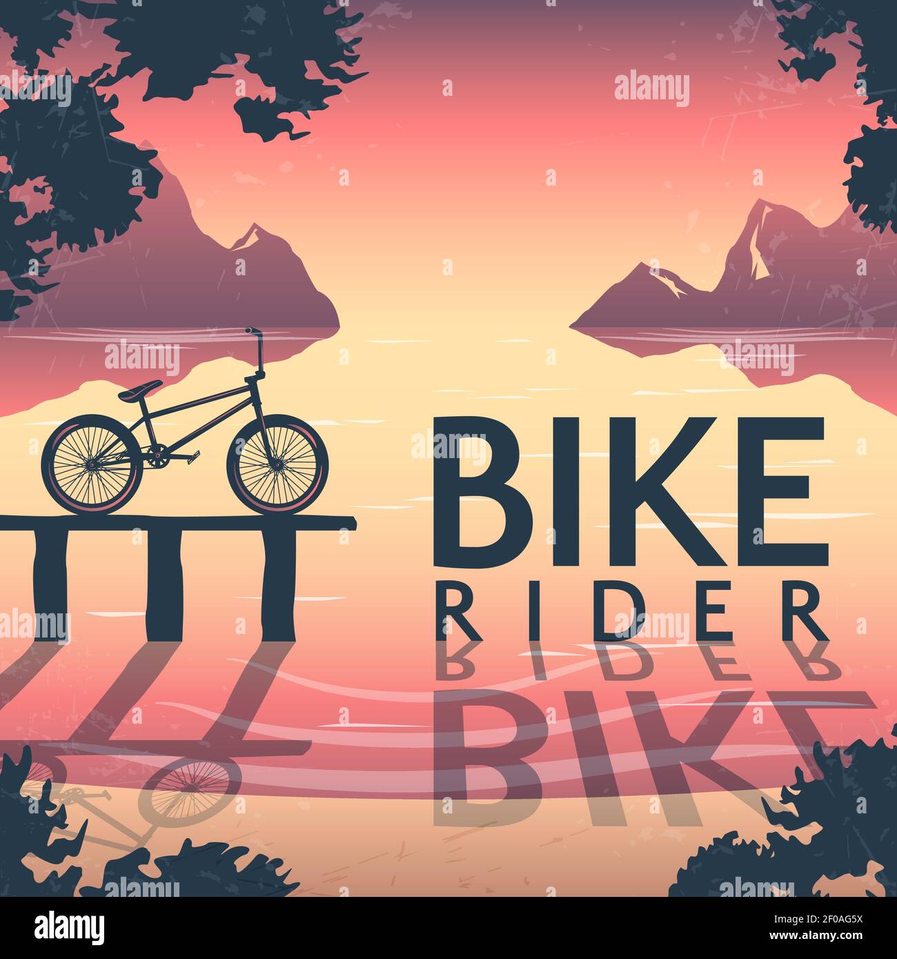 BMX bike riding poster with bicycle on pedestal and inscription over ...