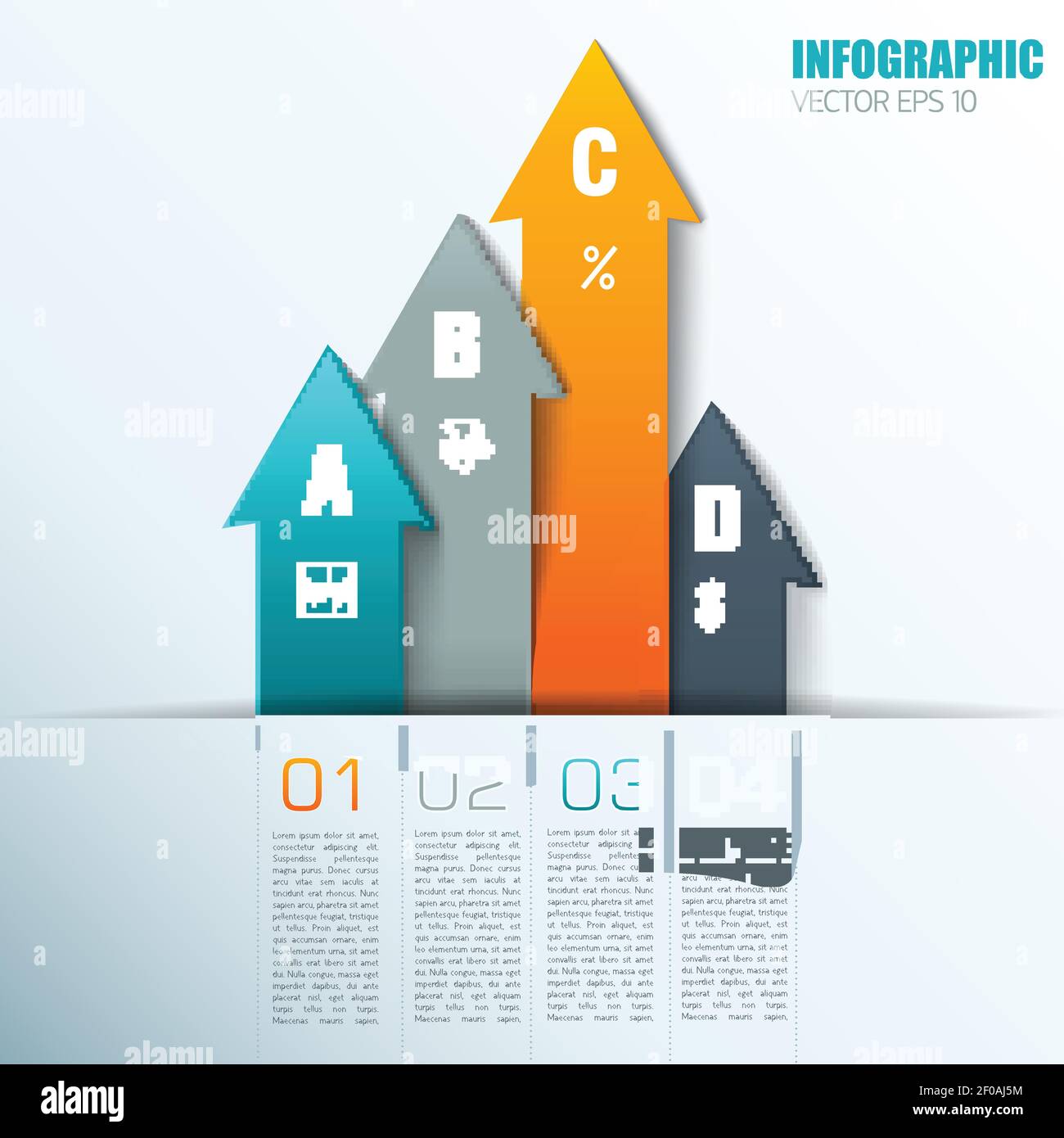 Flat design colorful infographics elements with numbered text samples ...