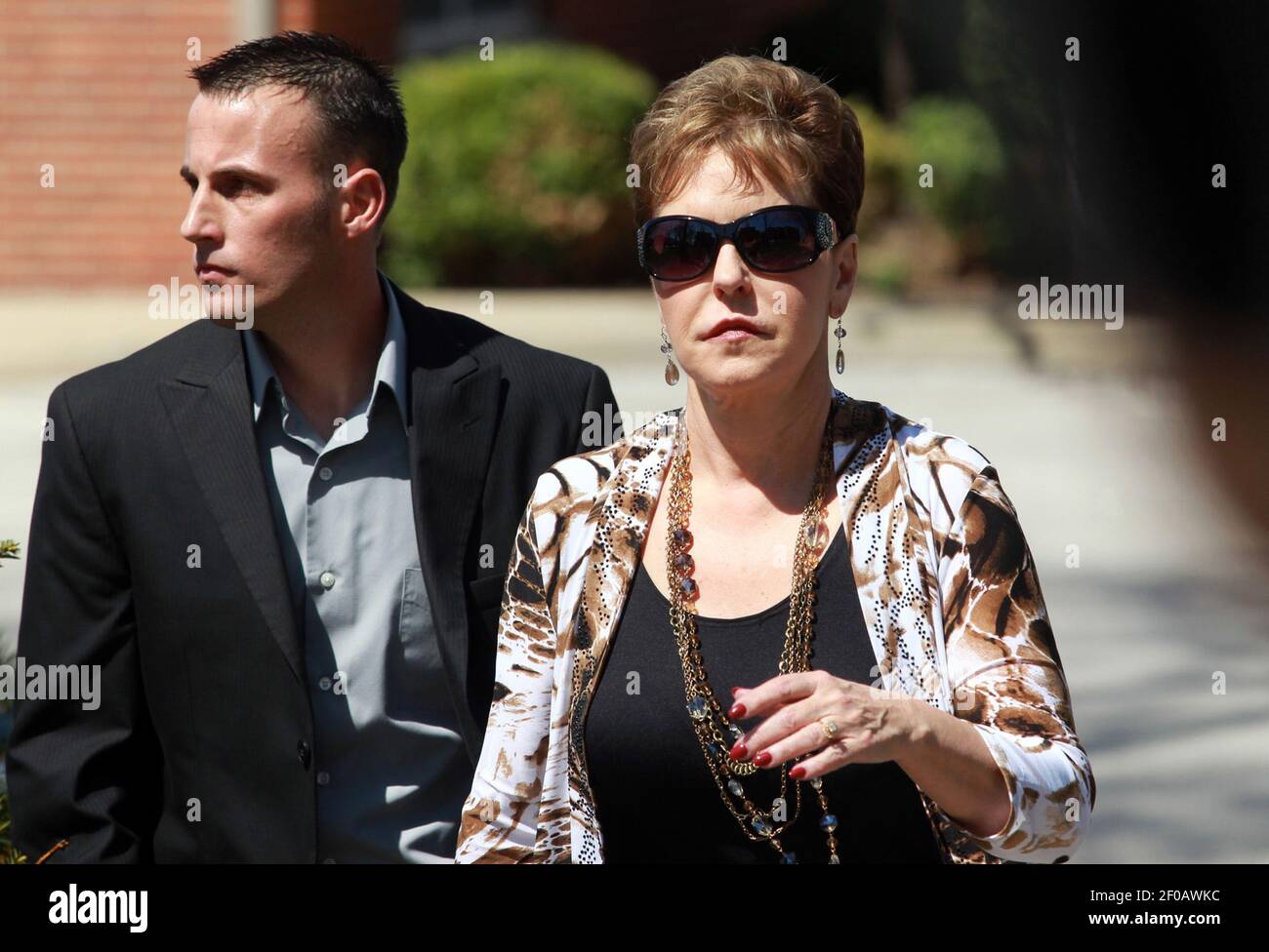 Internationally known televangelist Joyce Meyer makes her way to the Monroe  County Courthouse in Waterloo, Illinois, Wednesday, April 6, 2011 to submit  to a closed pre-trial deposition in the murder trial of