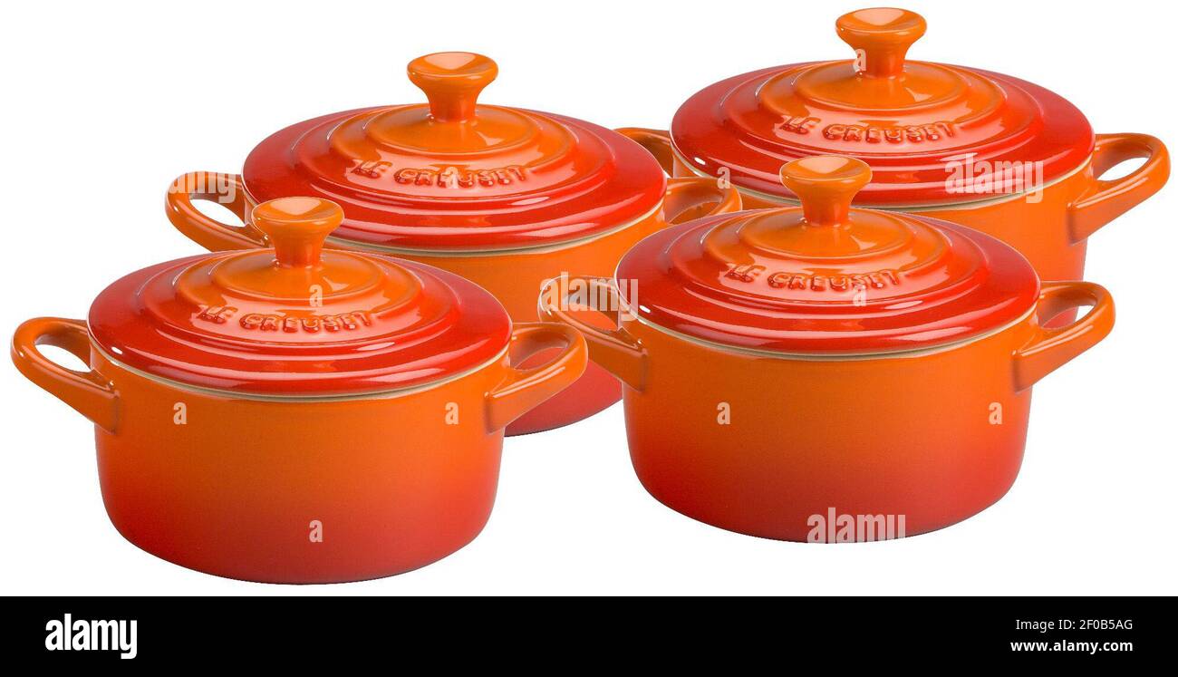 Le Creuset's mini cocotte set can be used in the microwave, oven, broiler  and stored in the fridge or freezer. The four piece set is $120, available  at Amazon.com or Sur La