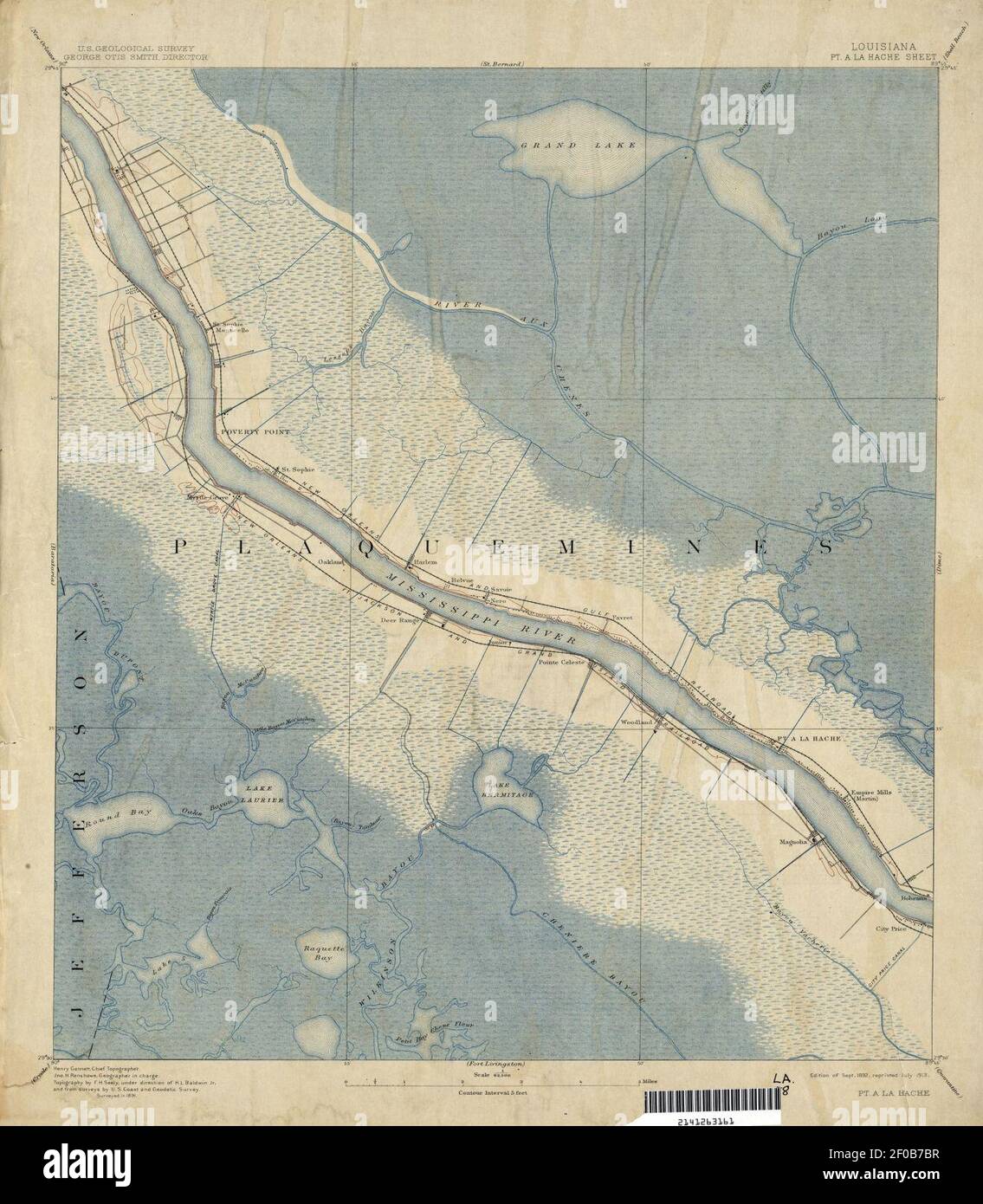 Plaquemines Parish Pointe à la Hache Map 1891 Stock Photo Alamy