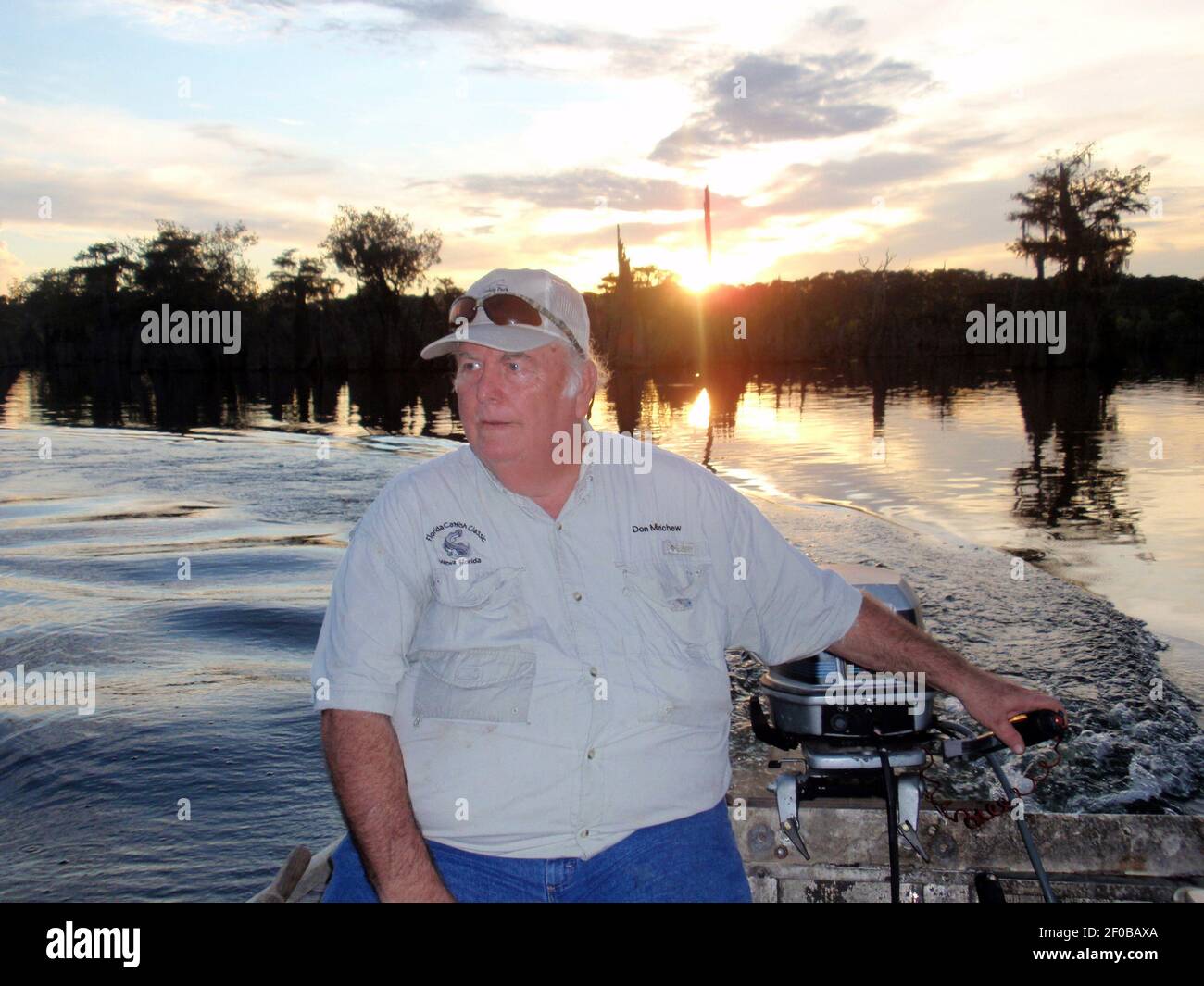 Don Minchew heads his skiff on the Chipola River in Wewahitchka