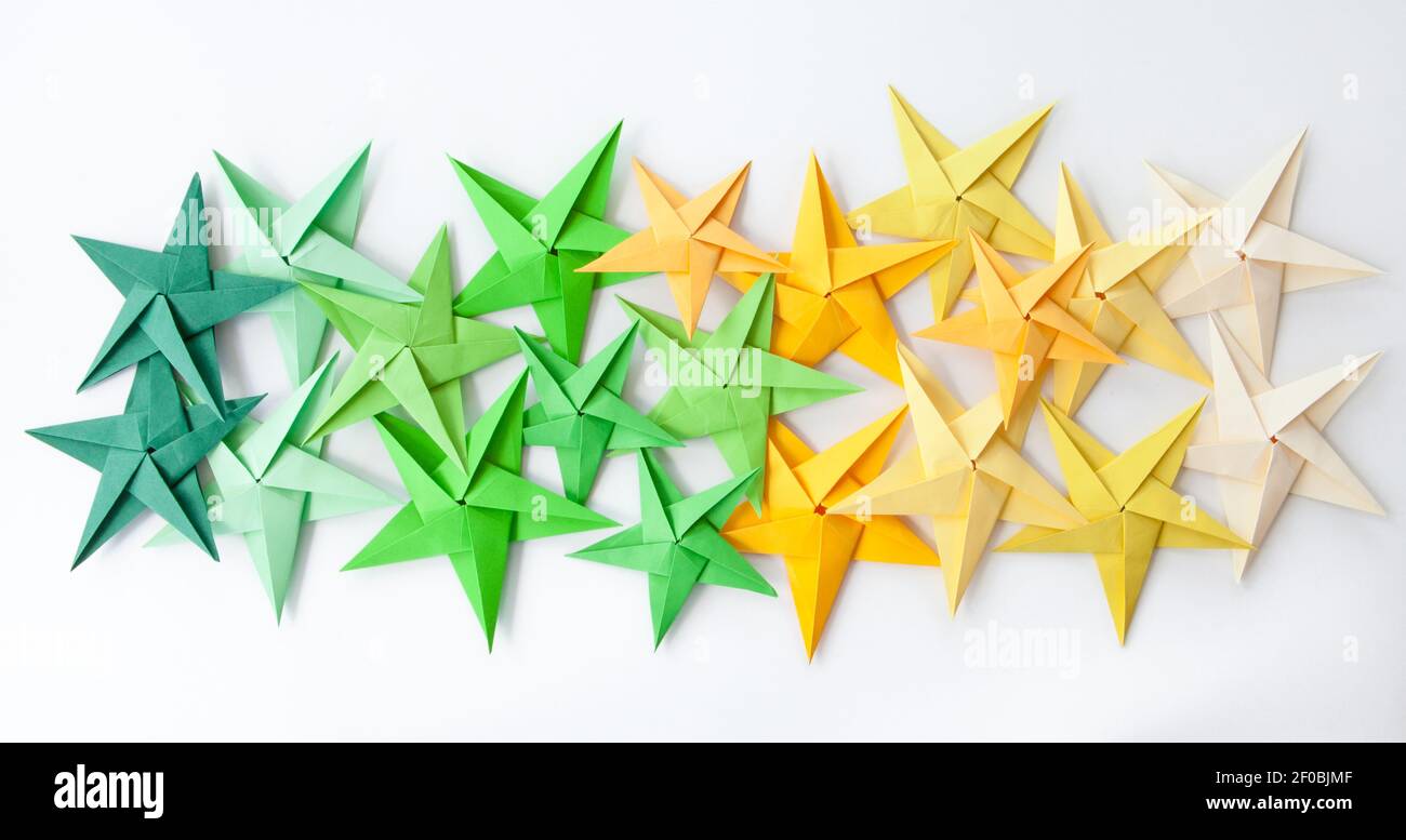 Colorful origami stars Stock Photo