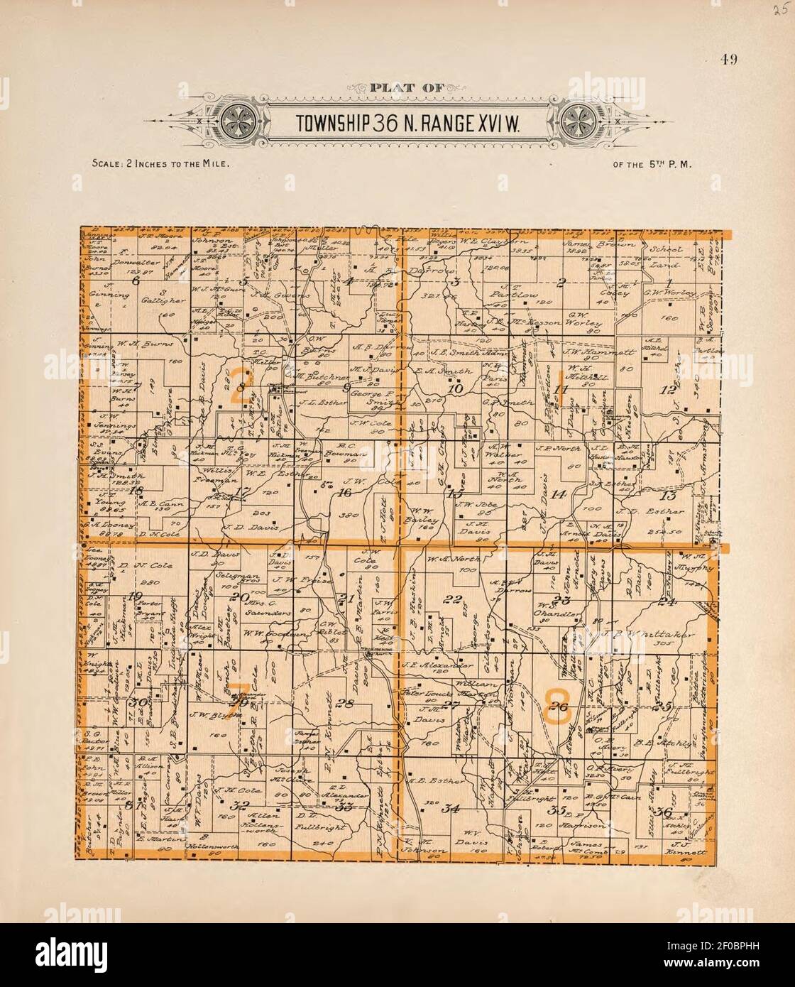 Plat book of La Clede County, Missouri - containing maps of villages, cities and townships of the county, and of the state, United States and world - also portraits of representative citizens, old Stock Photo