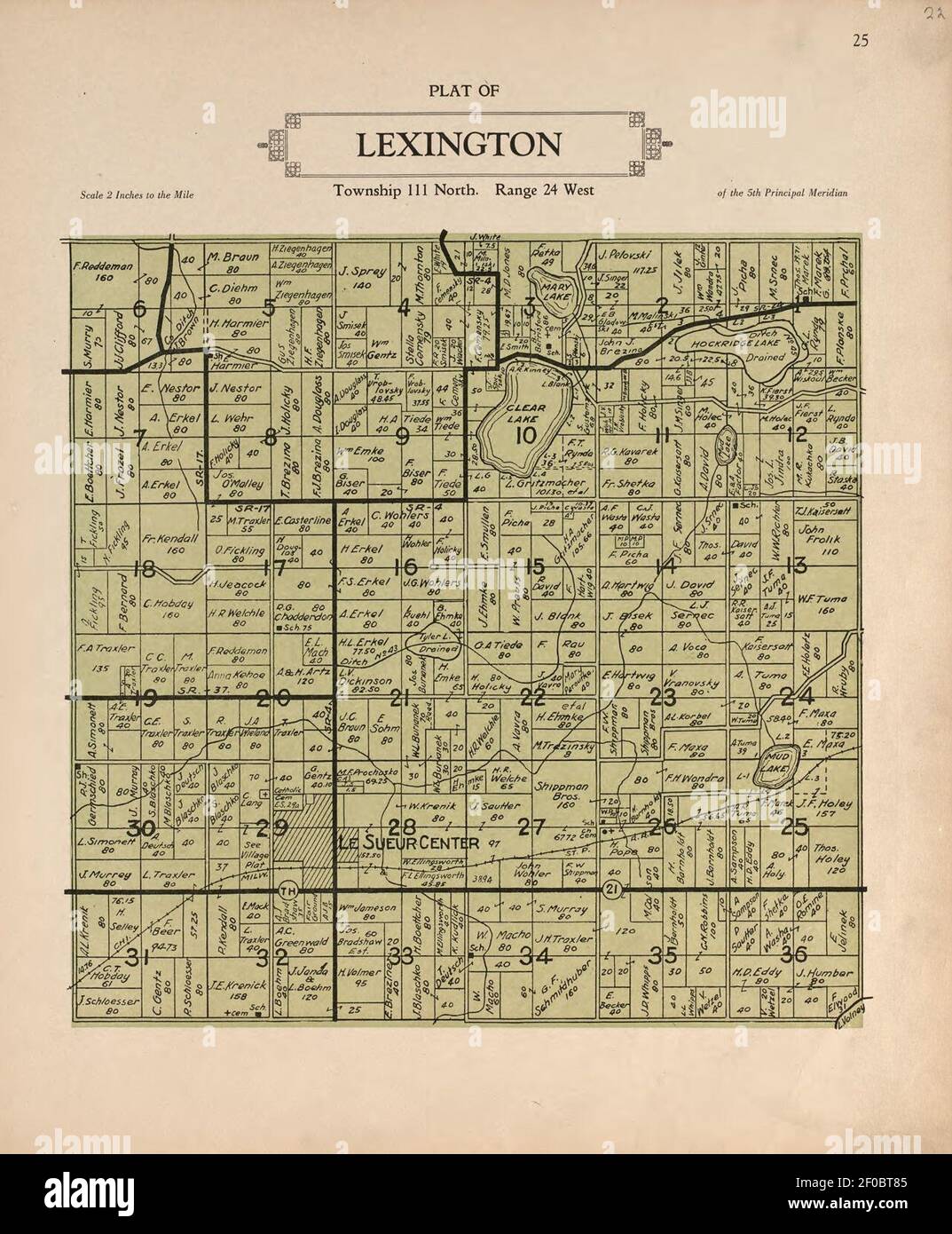 Plat book of Le Sueur County, Minnesota showing township plats, city and village plats, sub