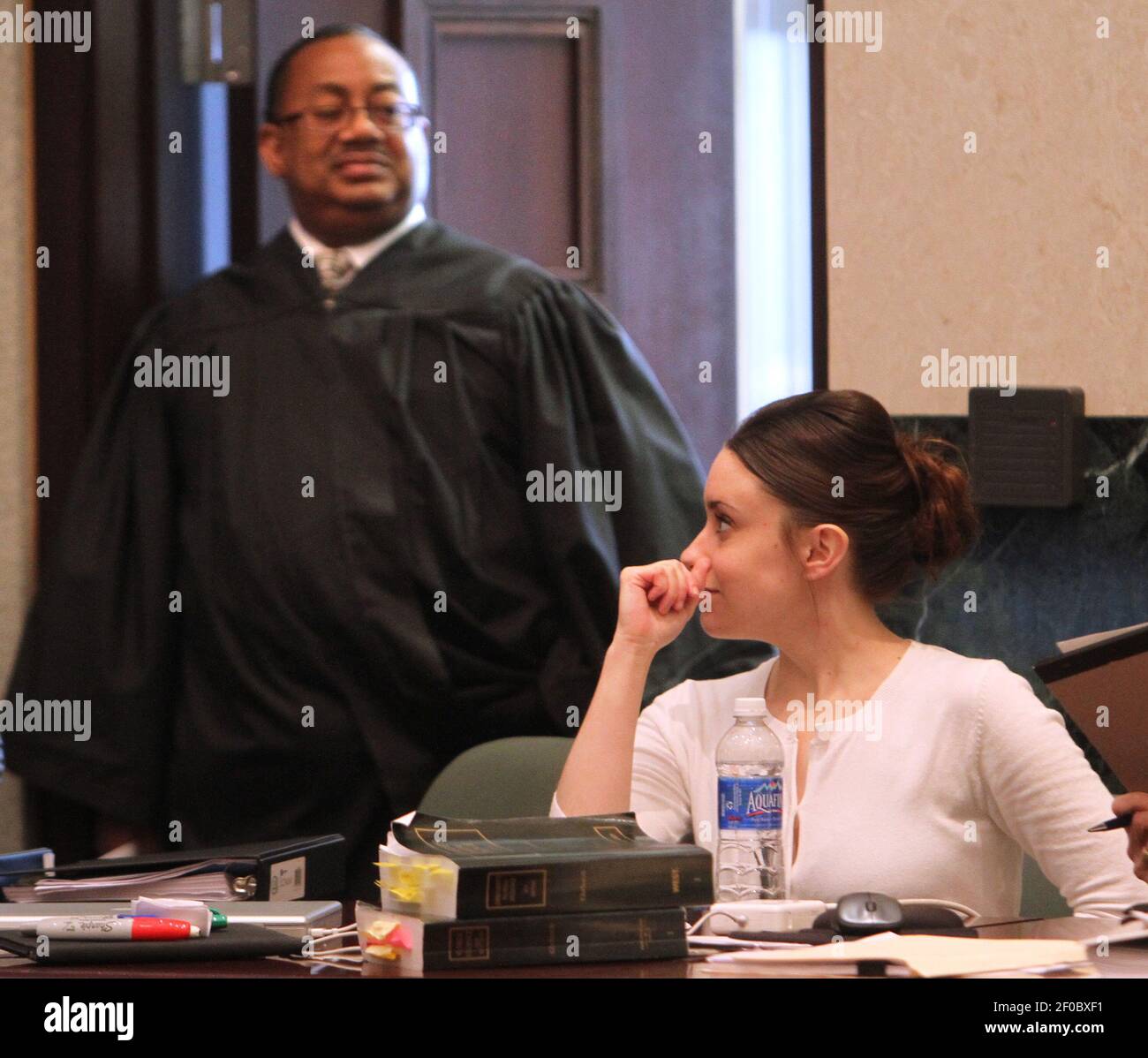 Judge Belvin Perry walks into the courtroom, with Casey Anthony in