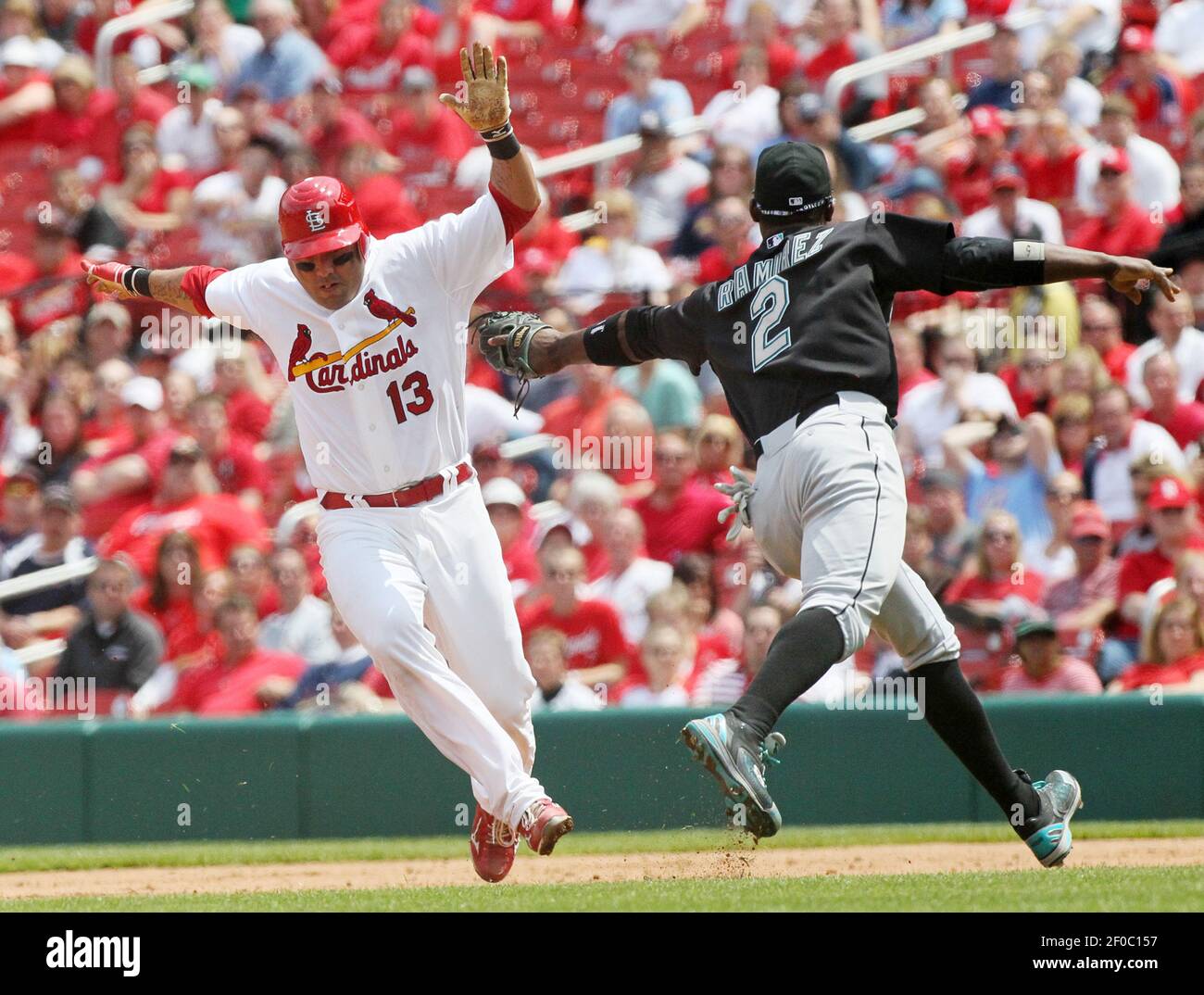 St. Louis Cardinals Corey Patterson in a game against the Florida Marlins  at Sun Life Stadium in Miami, Fl. August 6, 2011.(AP Photo/Tom DiPace Stock  Photo - Alamy