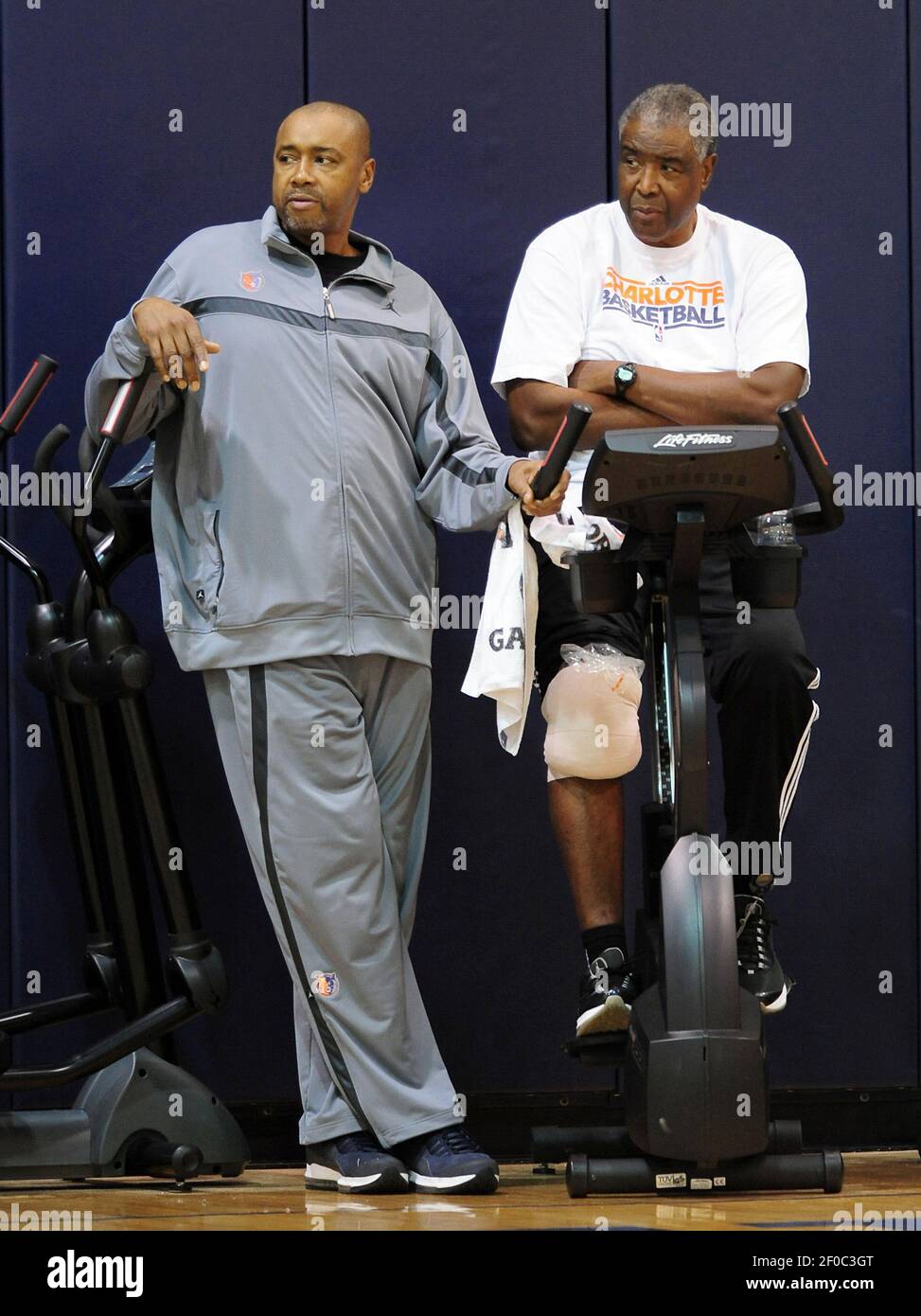 Charlotte Bobcats President of Basketball Operations Rod Higgins, left