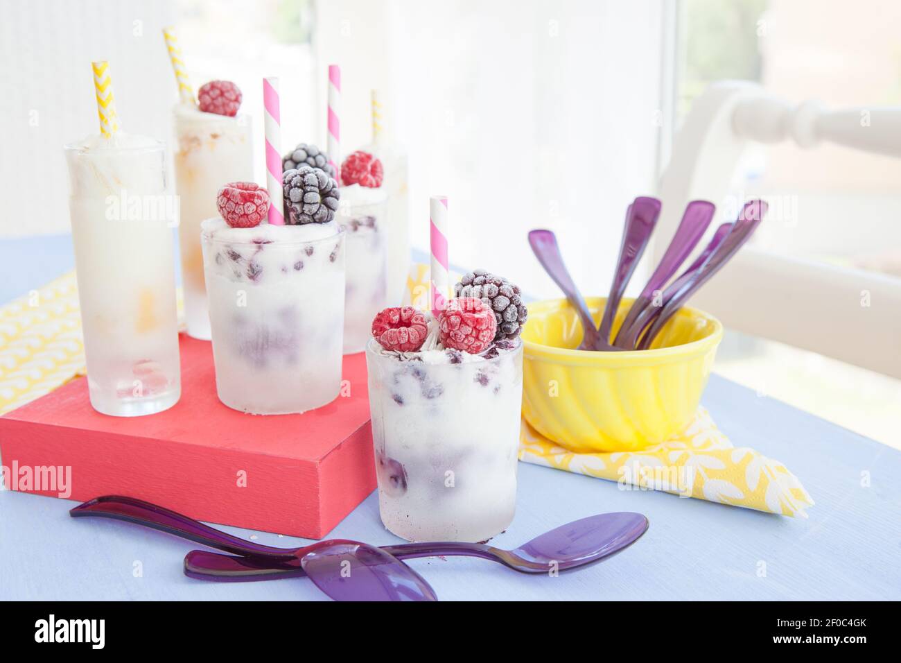 Homemade yoghurt ice cream with fruits Stock Photo Alamy