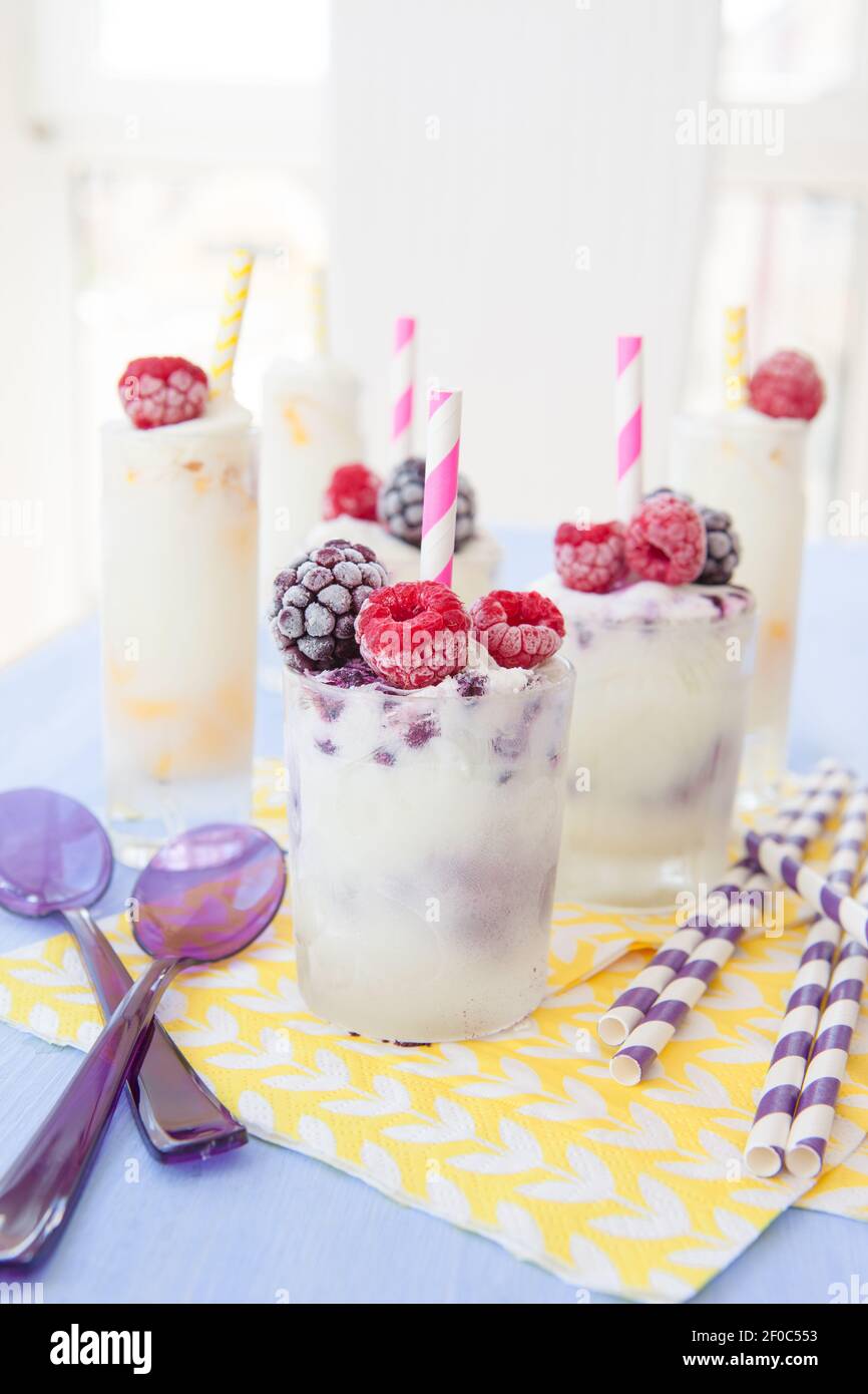 Homemade yoghurt ice cream with fruits Stock Photo Alamy