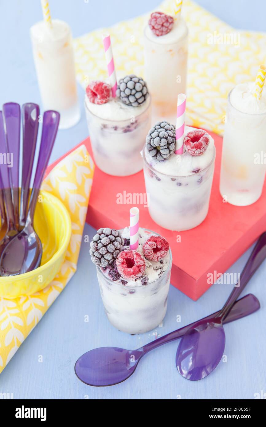 Homemade yoghurt ice cream with fruits Stock Photo Alamy