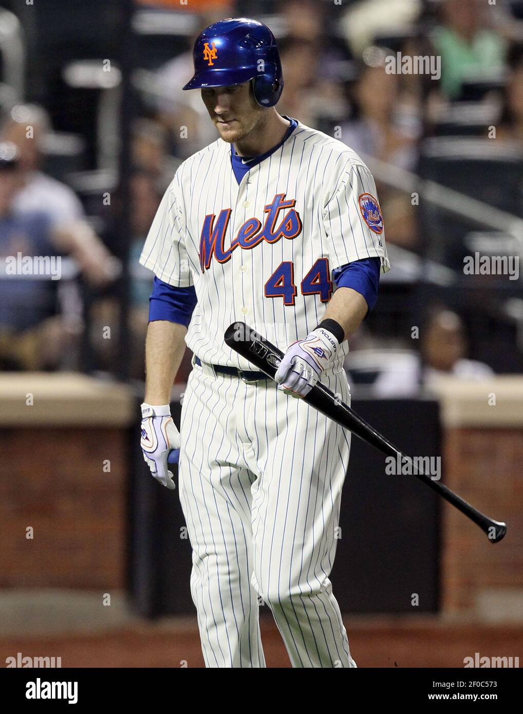 The New York Mets' Jason Bay reacts after striking out to end the fifth ...