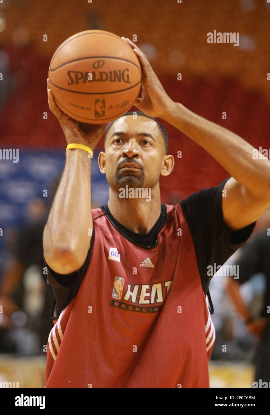 Juwan Howard of the Miami Heat works on his free throws at the ...