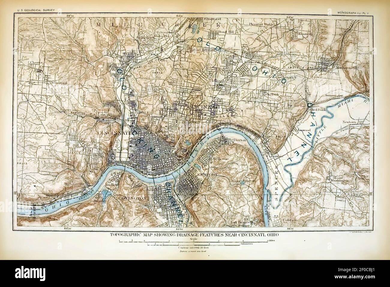 Vintage map of cincinnati hi-res stock photography and images - Alamy