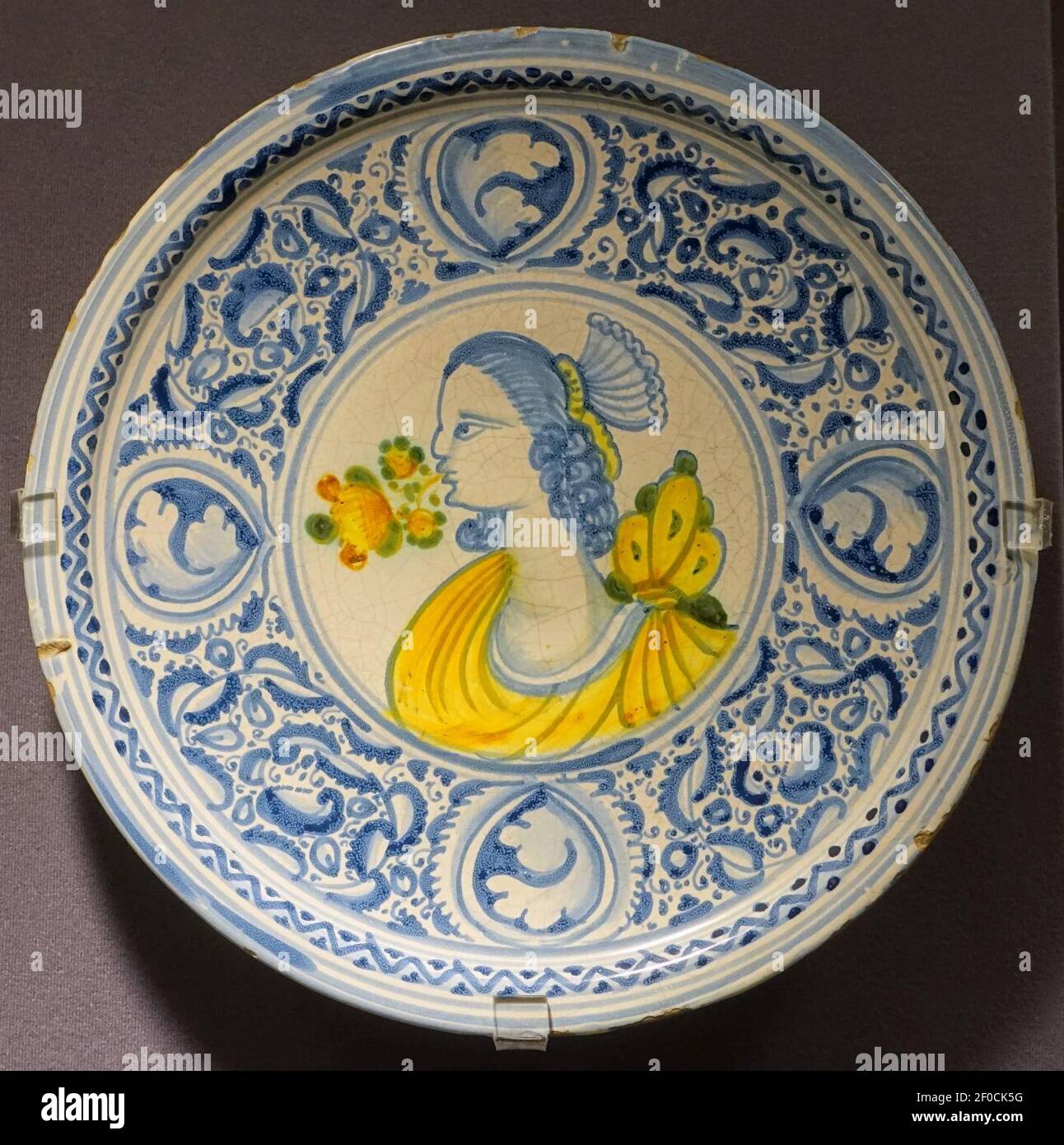 Plate, Italy, Laterza, 1600s, maiolica Stock Photo