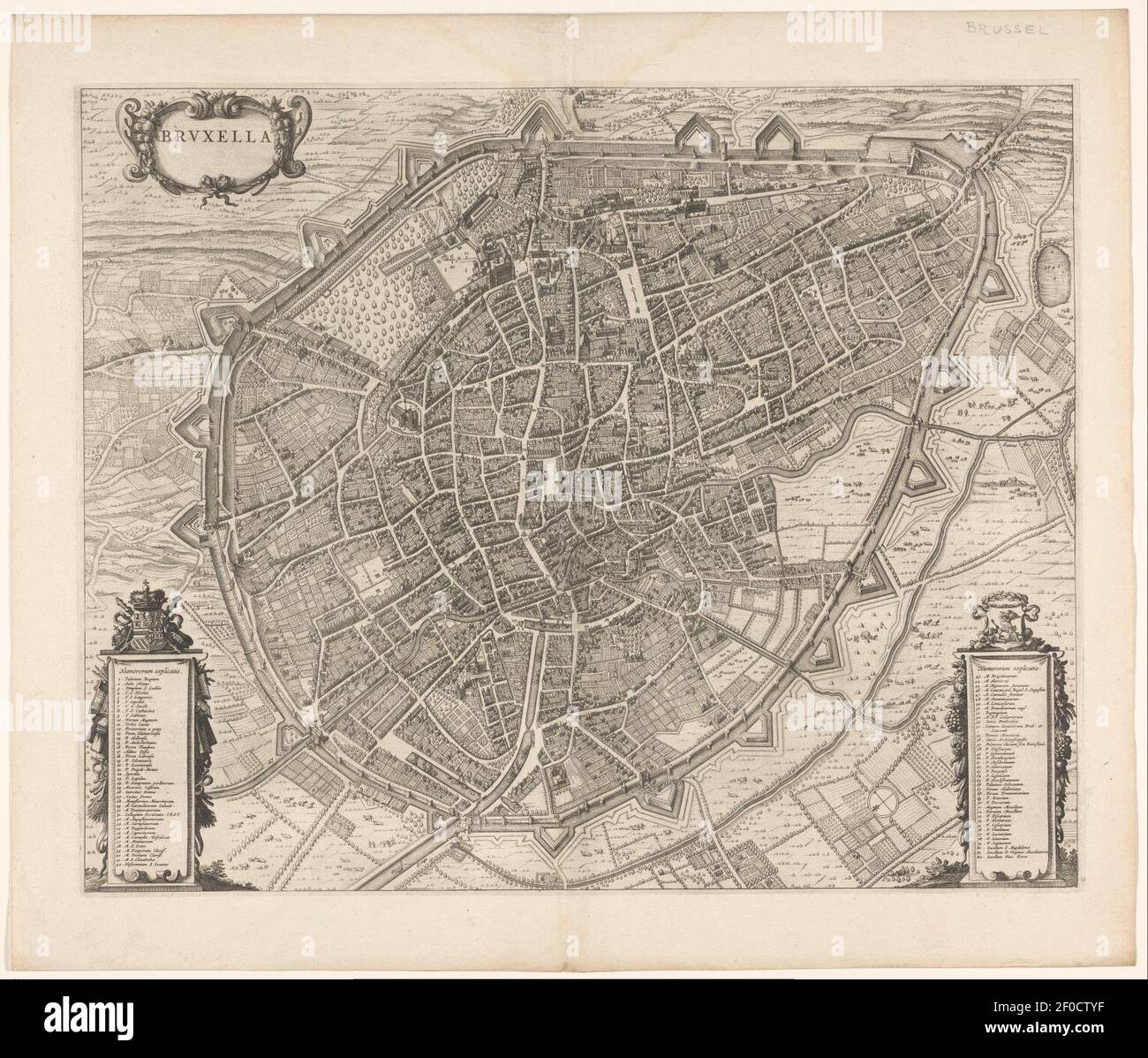 Plattegrond van Brussel Bruxella (titel op object), RP-P-AO-17-68-2 ...