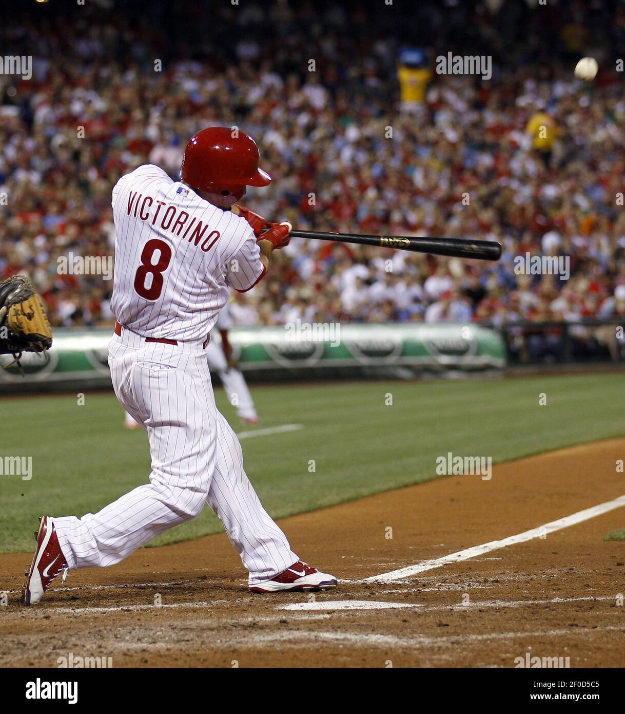 Philadelphia Phillies' Shane Victorino hits a home run against the