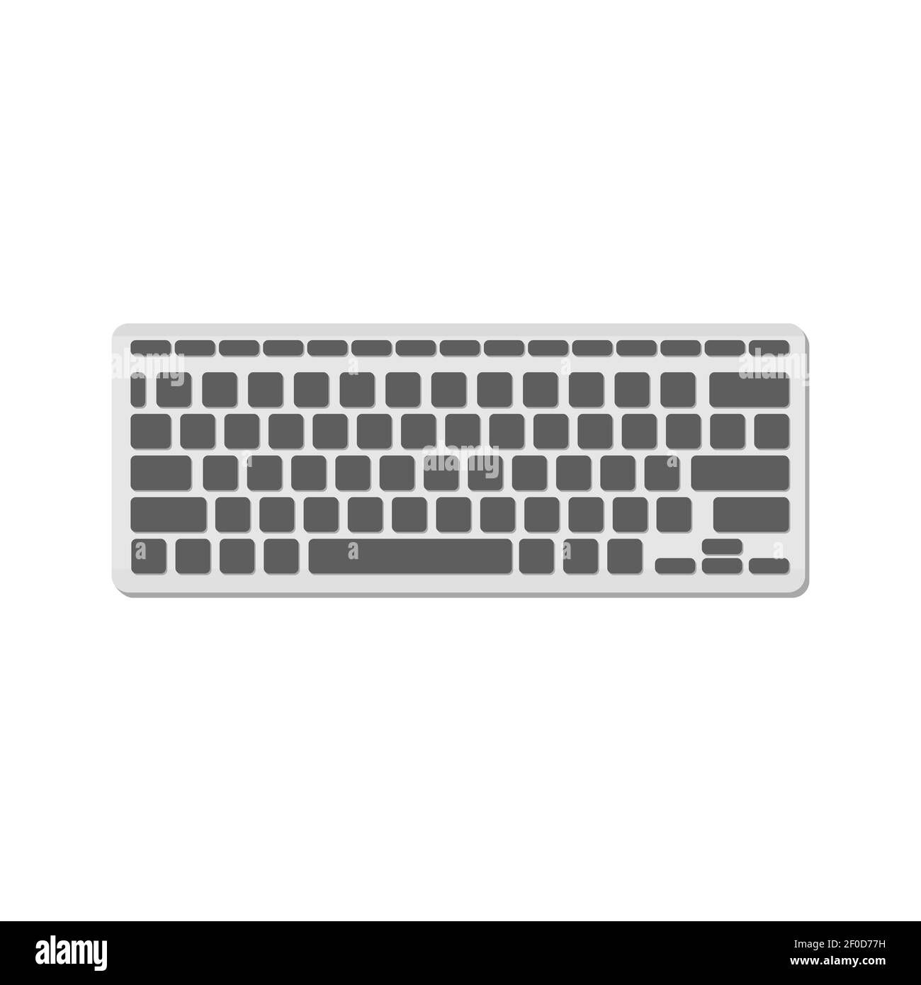 The computer keyboard is light with gray buttons and no symbols. A modern image of a computer keyboard. Flat vector illustration Stock Vector