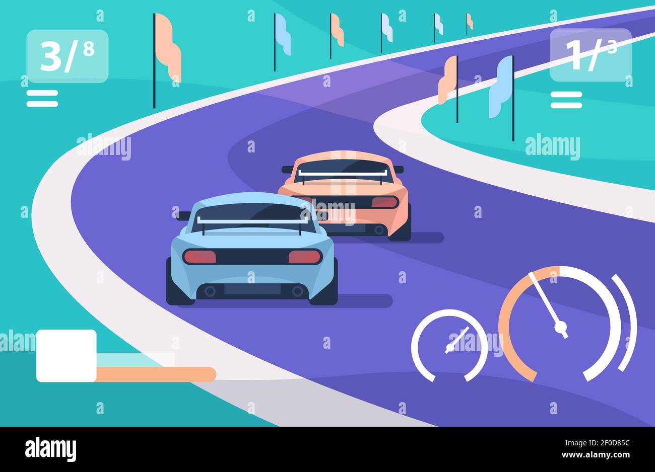 race cars driving road online platform video game level concept