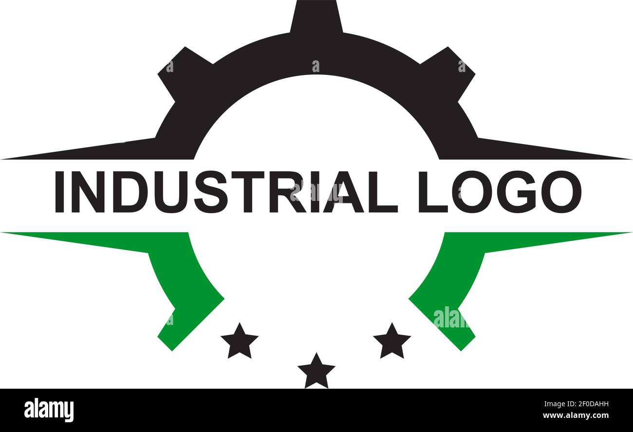 Industrial business company logo design with using gear icon vector