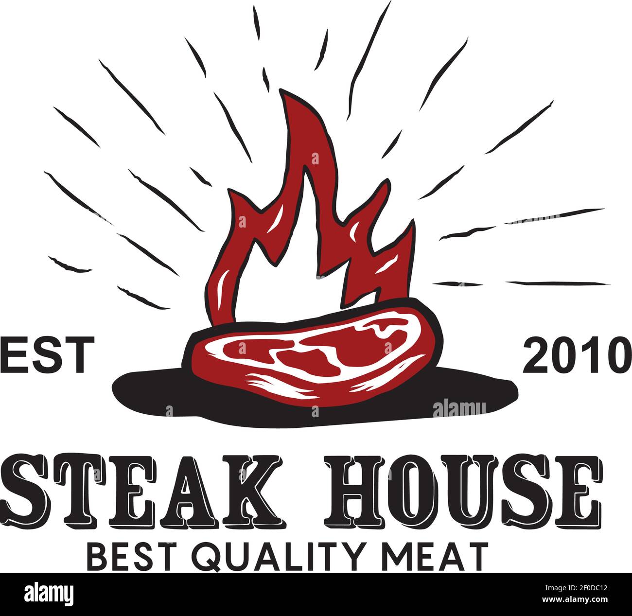 Steak house restaurant logo with using baked meat design template Stock Vector
