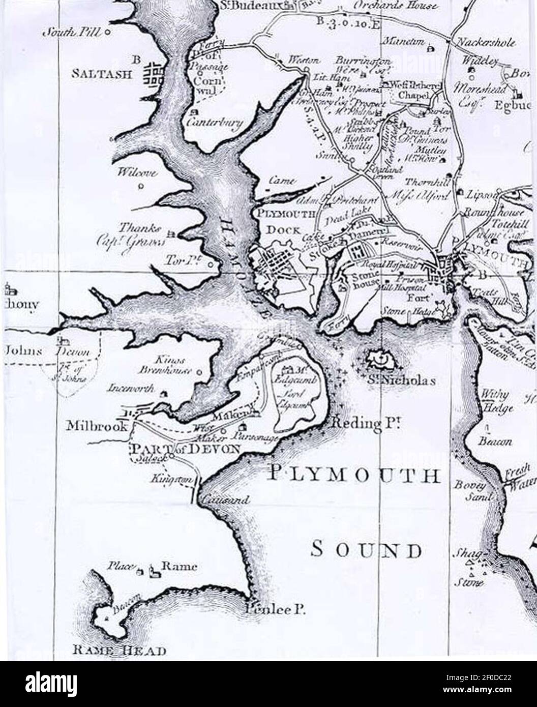 Plymouth Map 1765 Stock Photo Alamy
