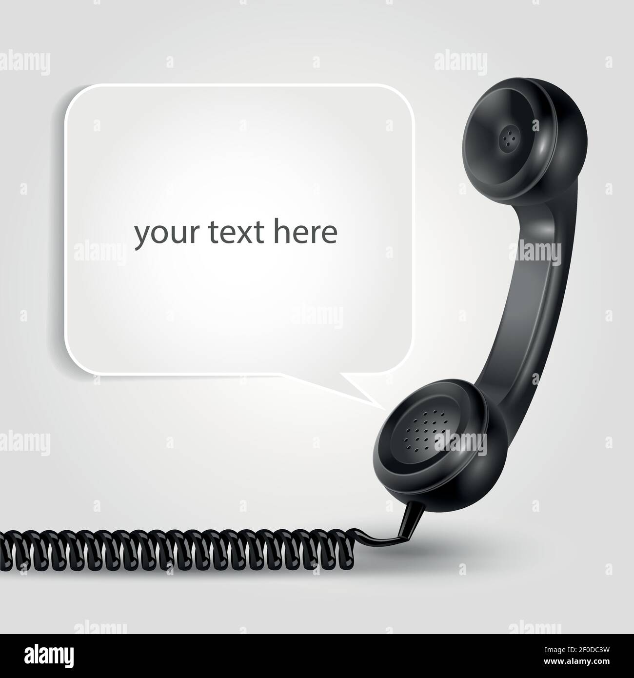 Black realistic handset with shadowed speach bubble and place for text your text here vector illustration Stock Vector