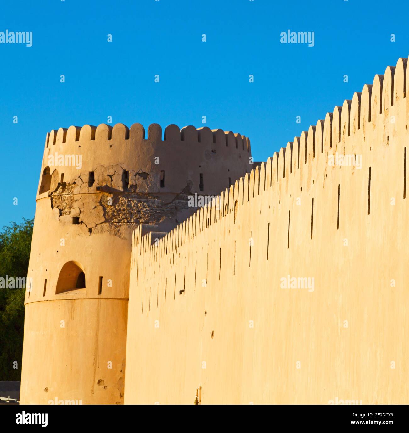 In oman muscat the old defensive fort battlesment sky and star brick ...