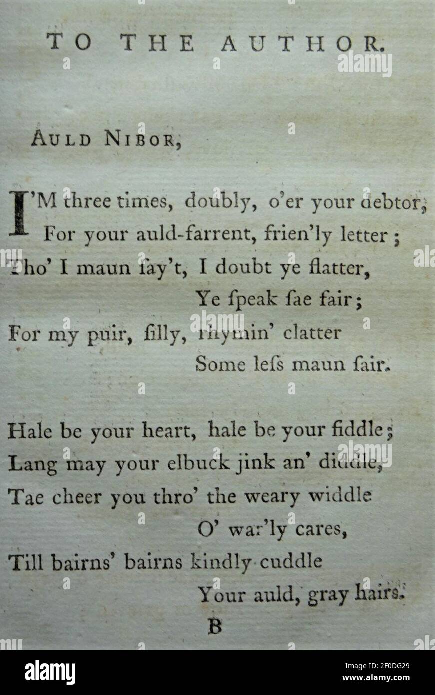 Poems by David Sillar, 'To the Author'. Stock Photo