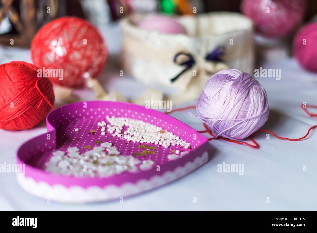 Decorations balls yarn Stock Photo Alamy