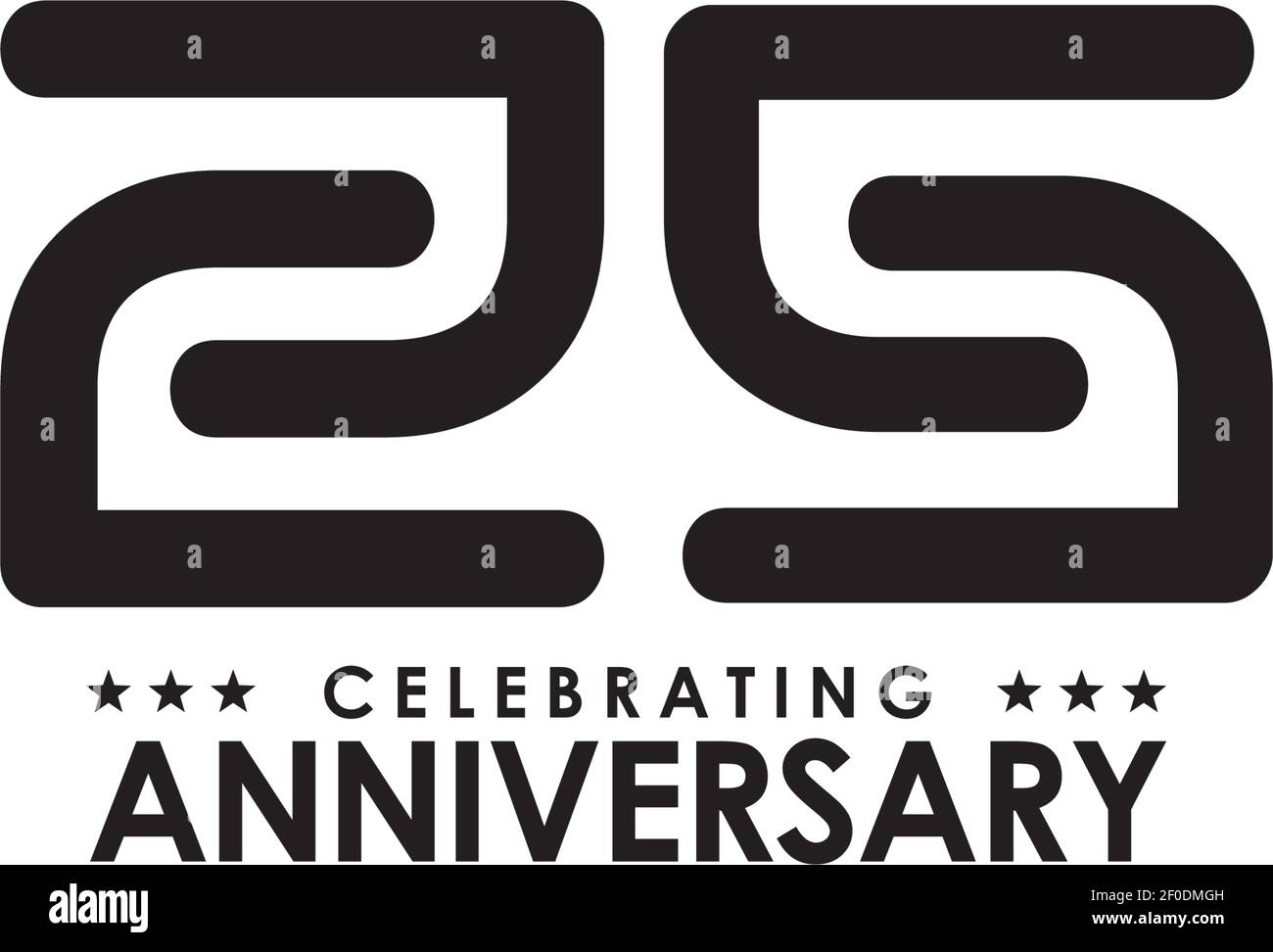 25th year celebrating anniversary emblem logo design vector template Stock Vector