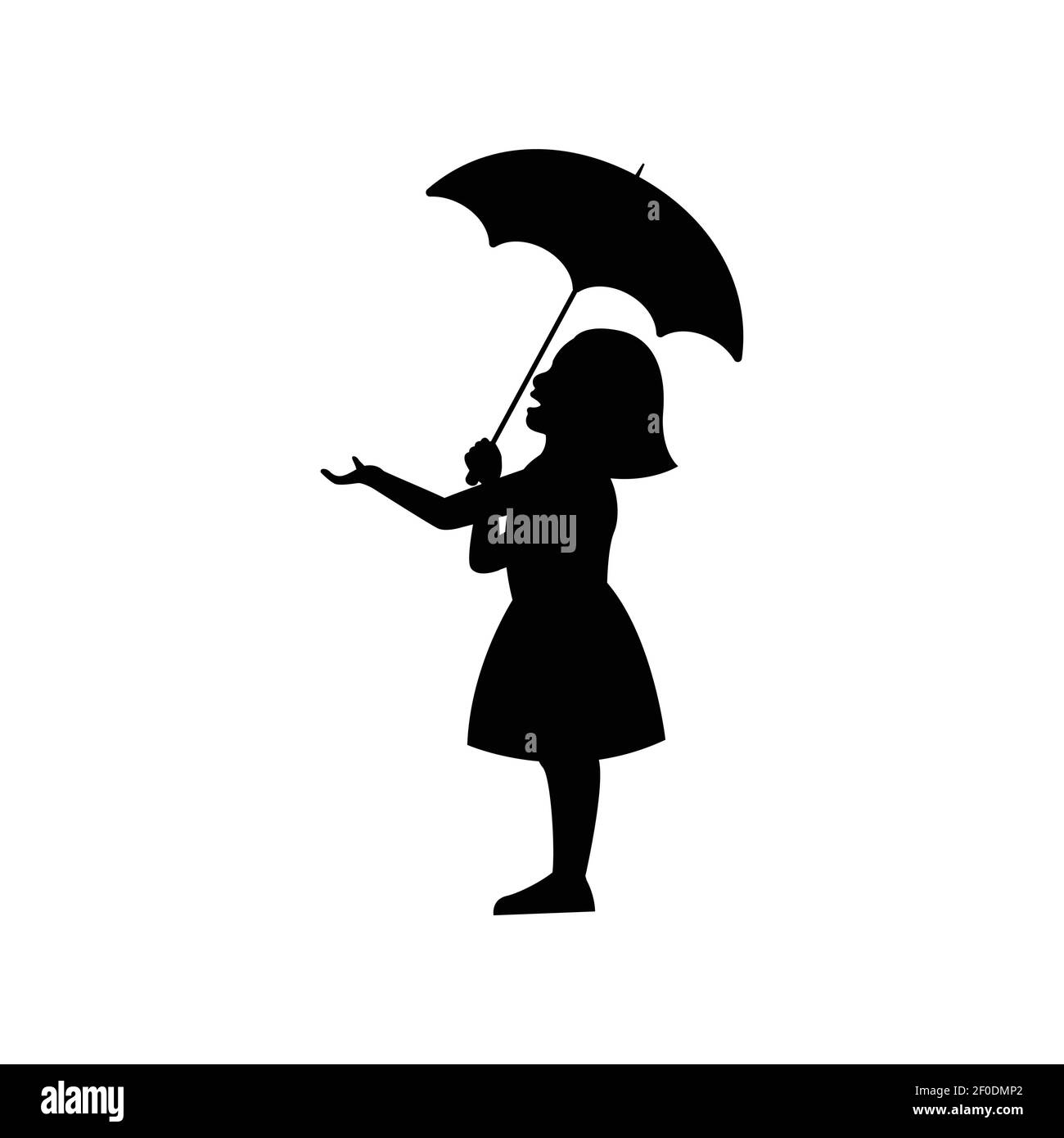 Силуэт маленькой девочки с зонтиком
