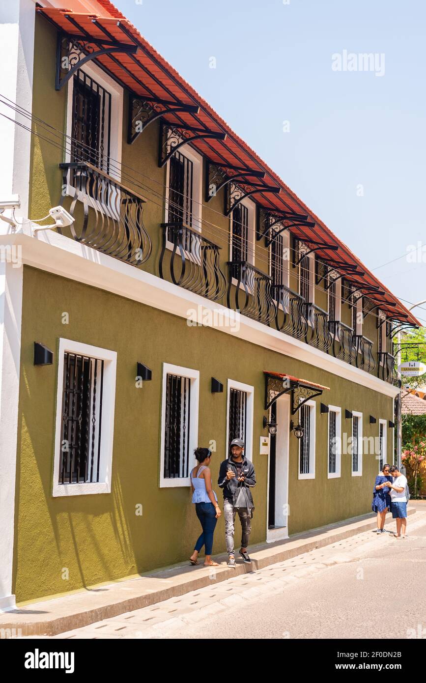 Panaji, Goa, India, Feb 13 2021 Vintage Buildings and colourful
