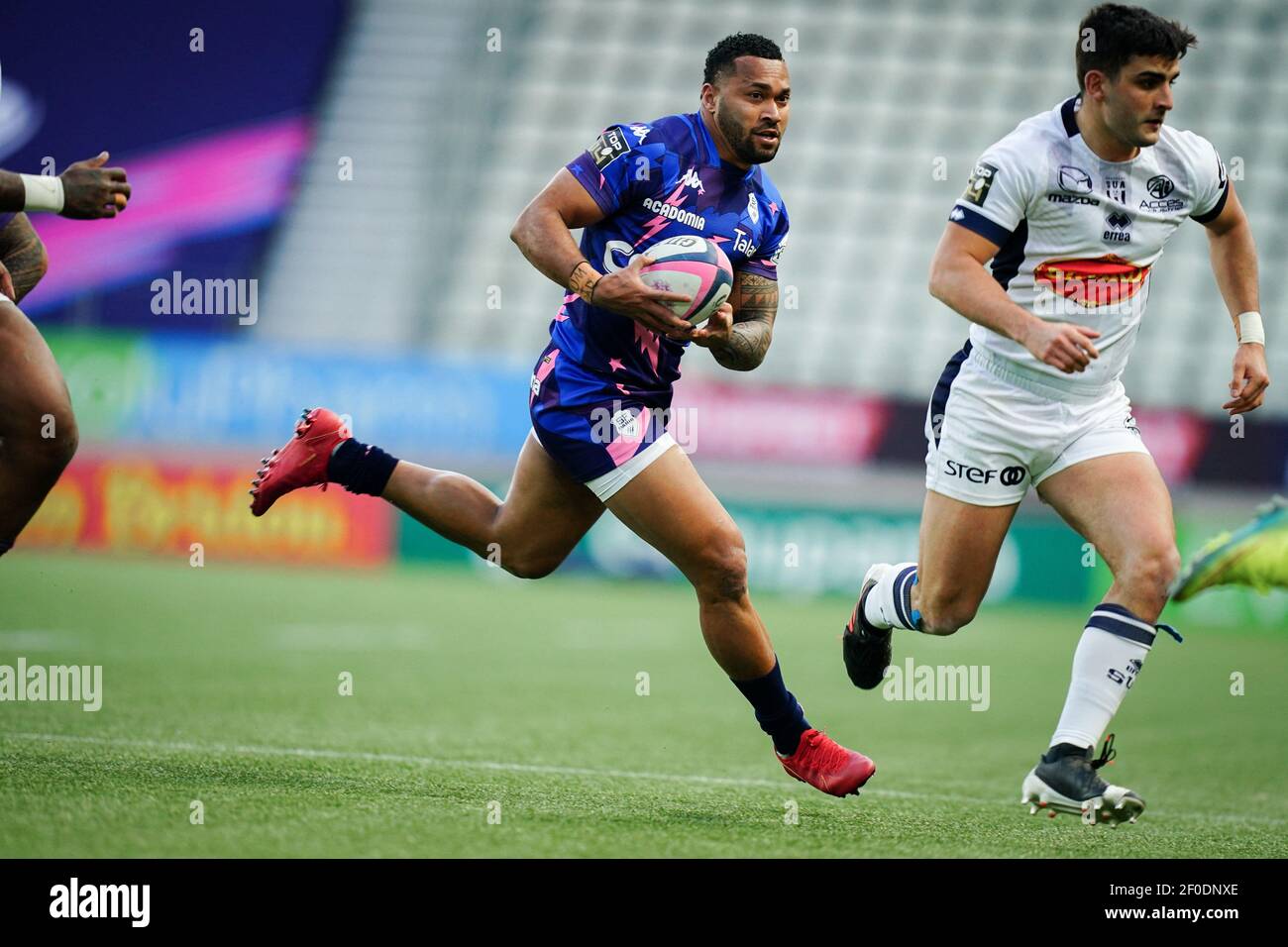Sefanaia NAIVALU (SFP) during the rugby TOP 14 match between Stade Français  Paris (SFP) and Sporting Union Agen (SUA) at the Jean Bouin Stadium, in  Paris, France on March 6, 2021. Photo