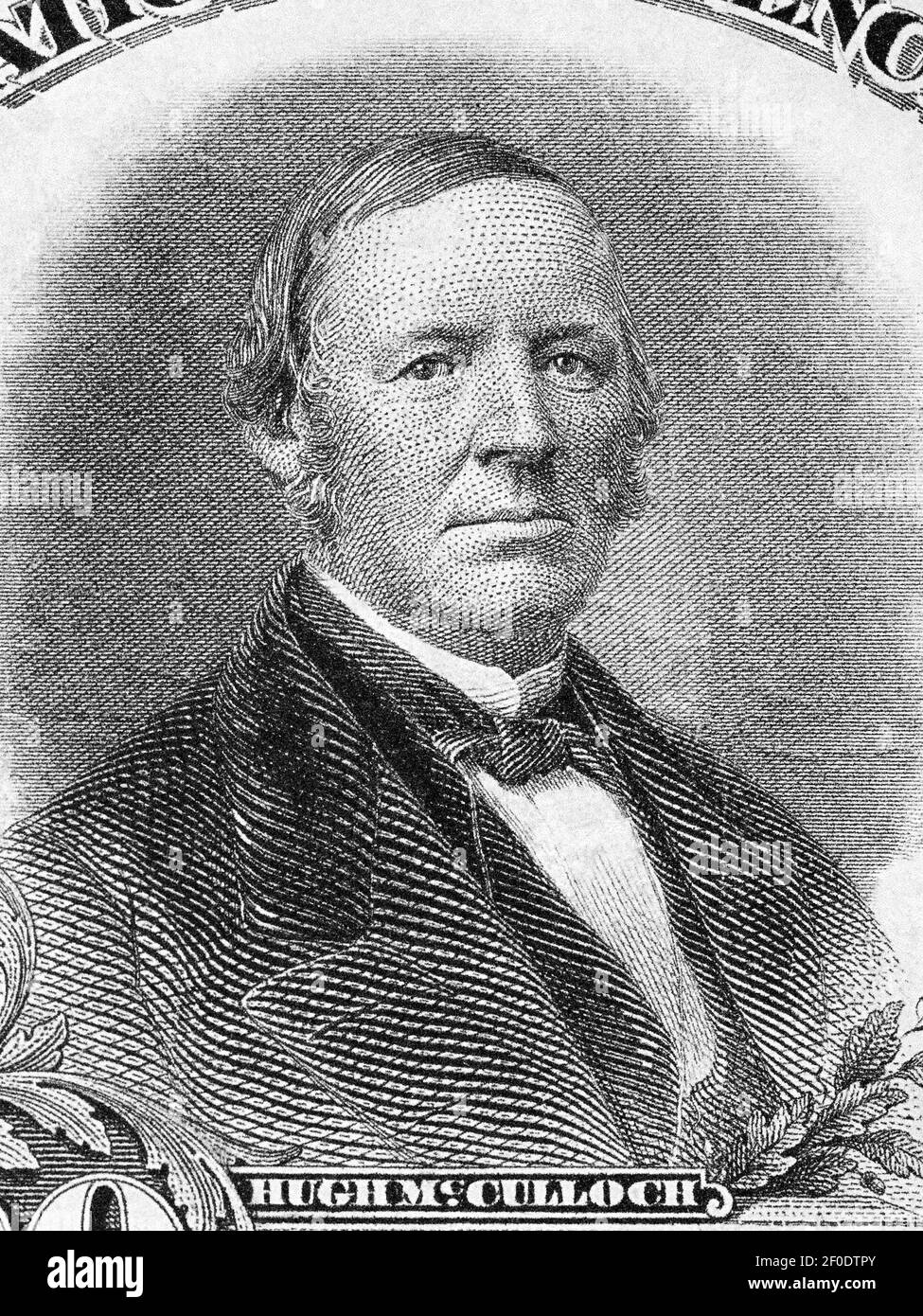 Hugh McCulloch a portrait from old American money Stock Photo Alamy
