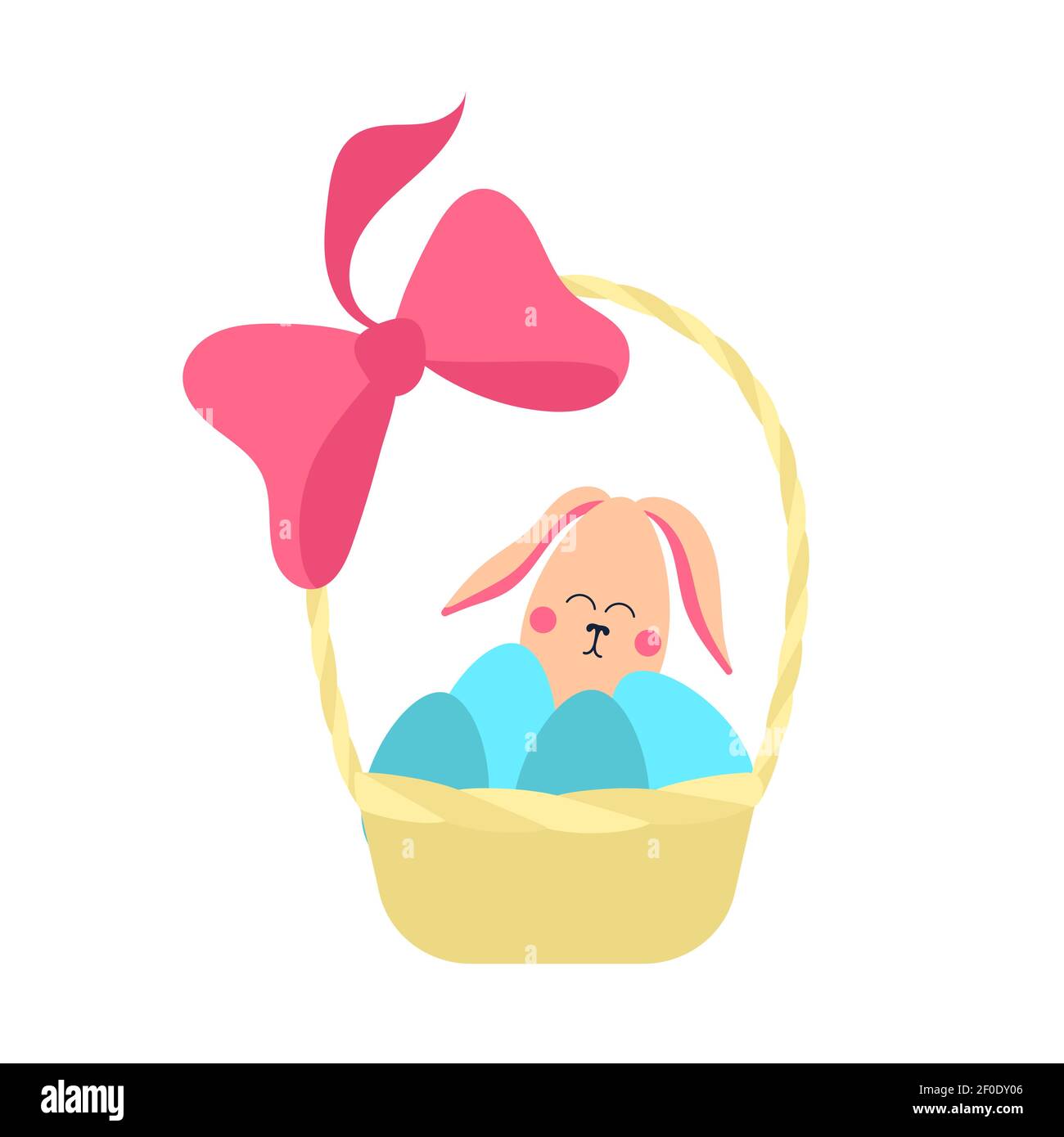 Easter basket with bow, eggs and bunny in it. easter egg hunt design ...