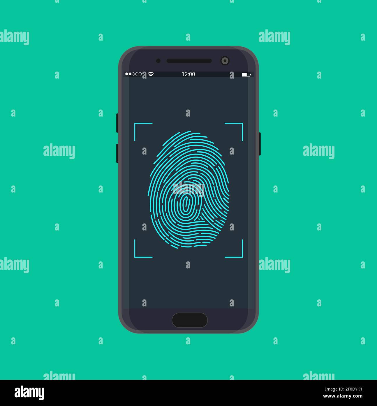 Electronic fingerprint on pass scanning mobile Stock Vector
