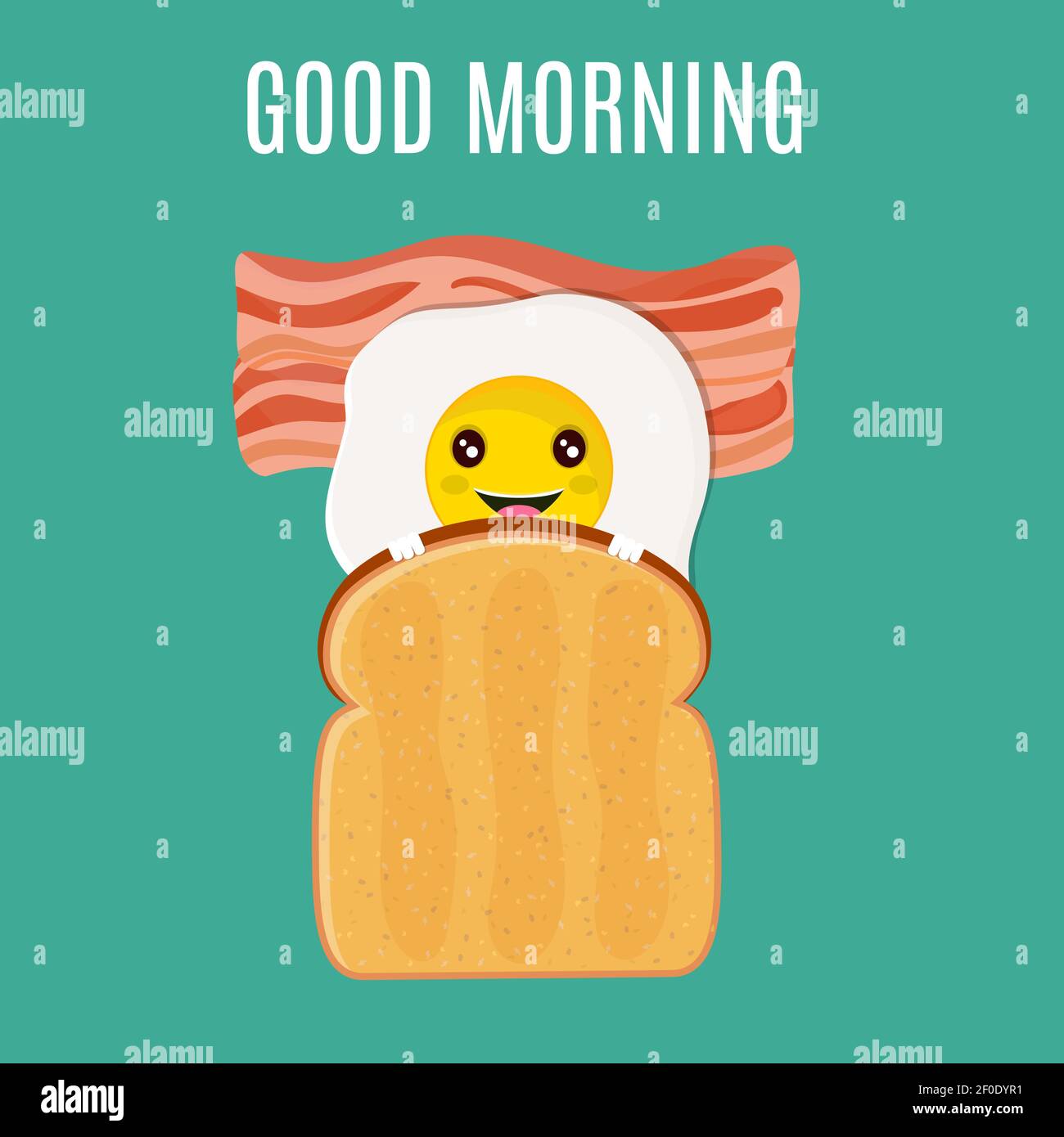 good morning breakfast egg with toast and bacon Stock Vector Image ...