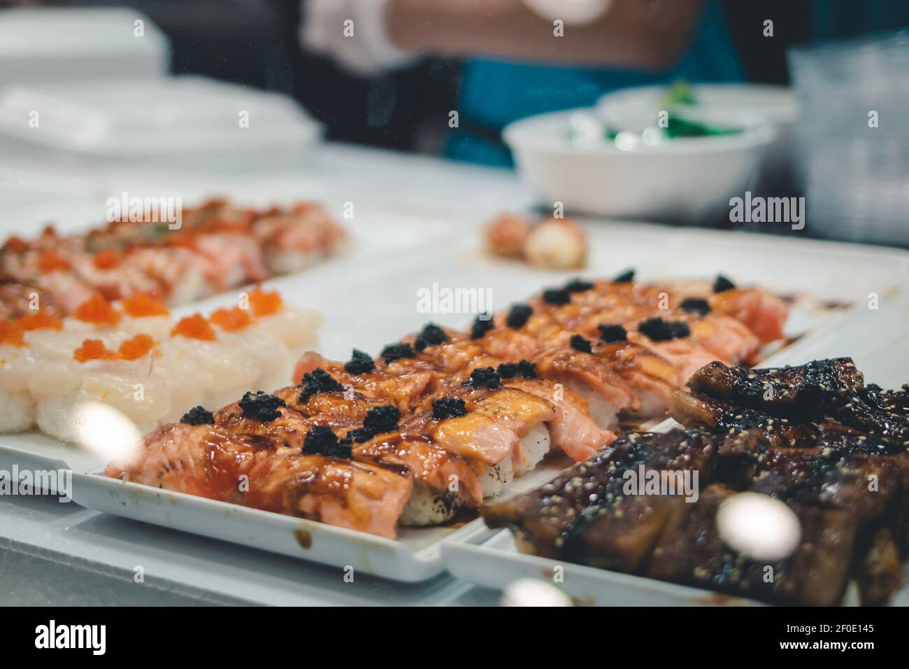 Seafood sushi at local market Stock Photo