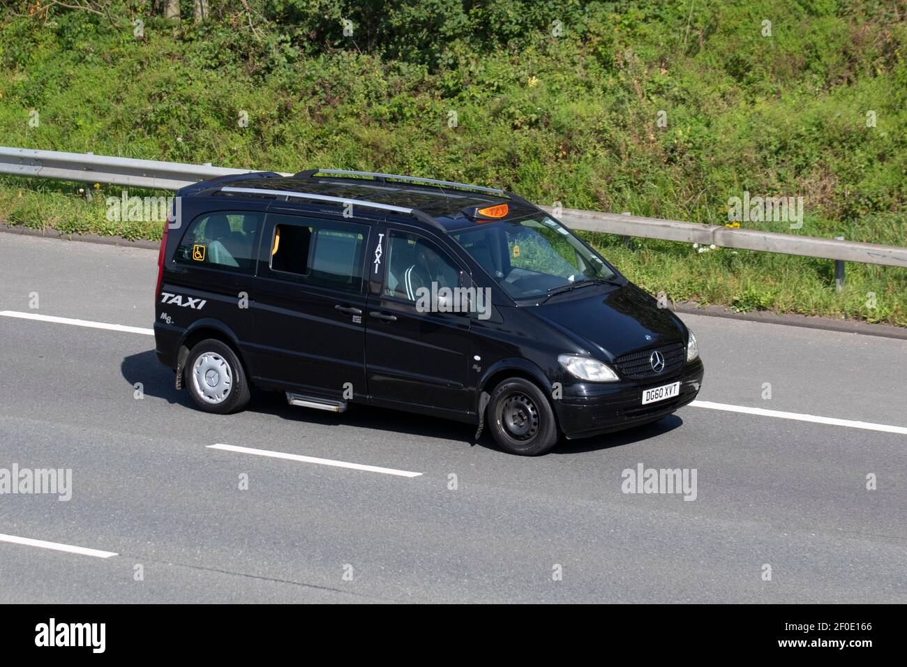 2010 black Mercedes Benz Vito 111 Cdi Compact Traveliner; Vehicular  traffic, moving vehicles, cars, LCV minibus vehicle driving on UK roads,  motors, motoring on the M6 motorway highway road network Stock Photo - Alamy