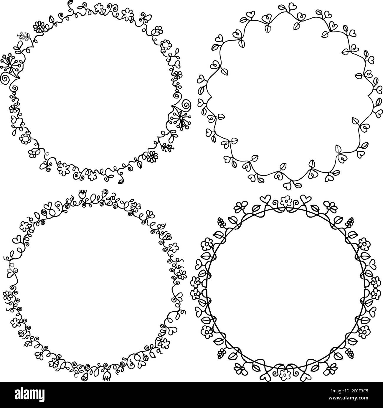 VECTOR black and white flowers border frame background Stock Vector ...