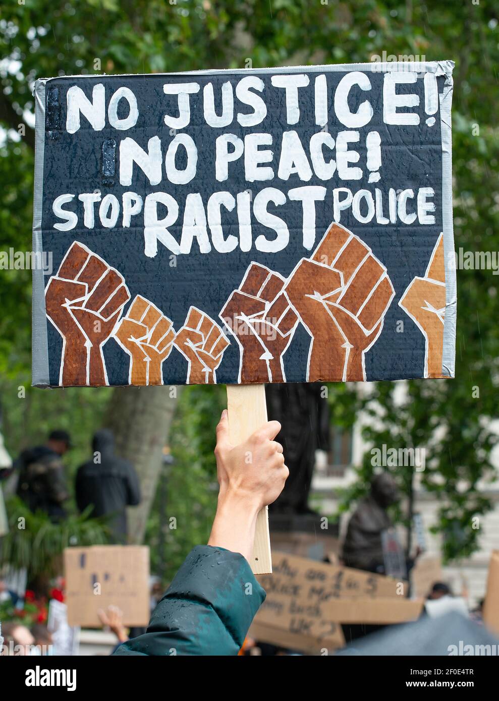 End Racism Protest Anti racism campaign signs & banners at the Black Lives Matter protest ...